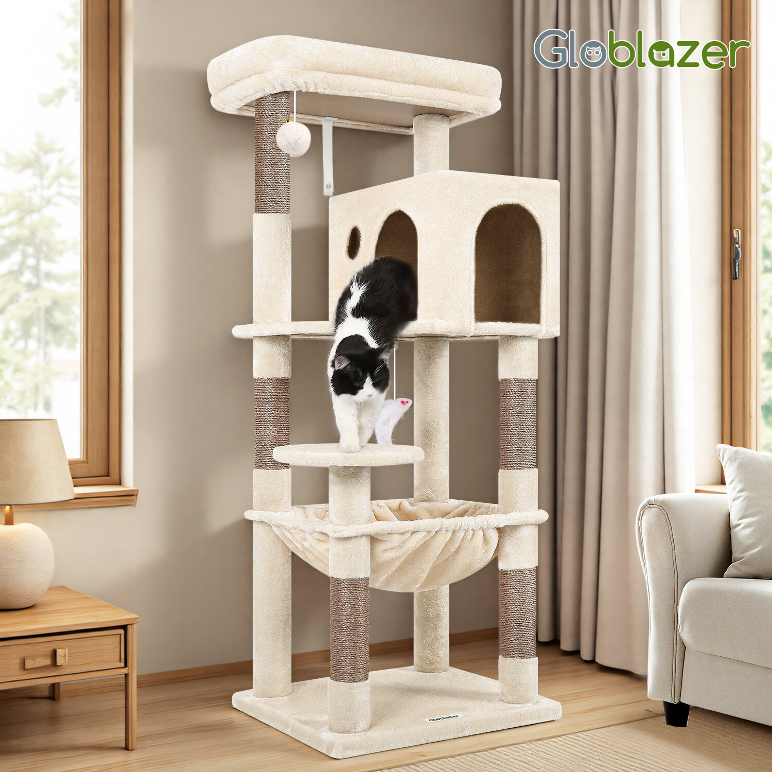 globlazer-f53-arbre-chat-beige-135-cm-compact image 8