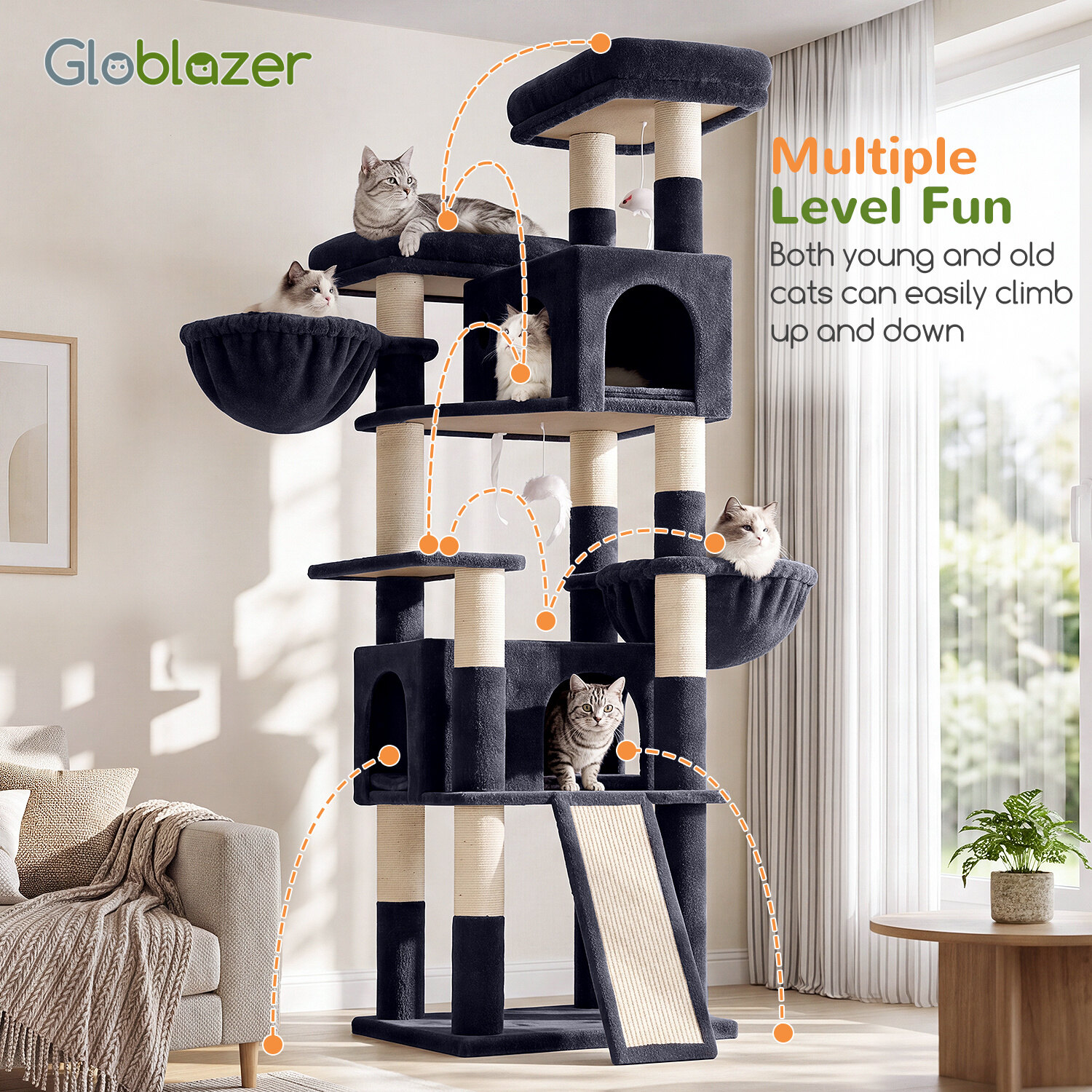 globlazer-f74h-arbre-chat-188-cm-gris-fonc-robuste image 8
