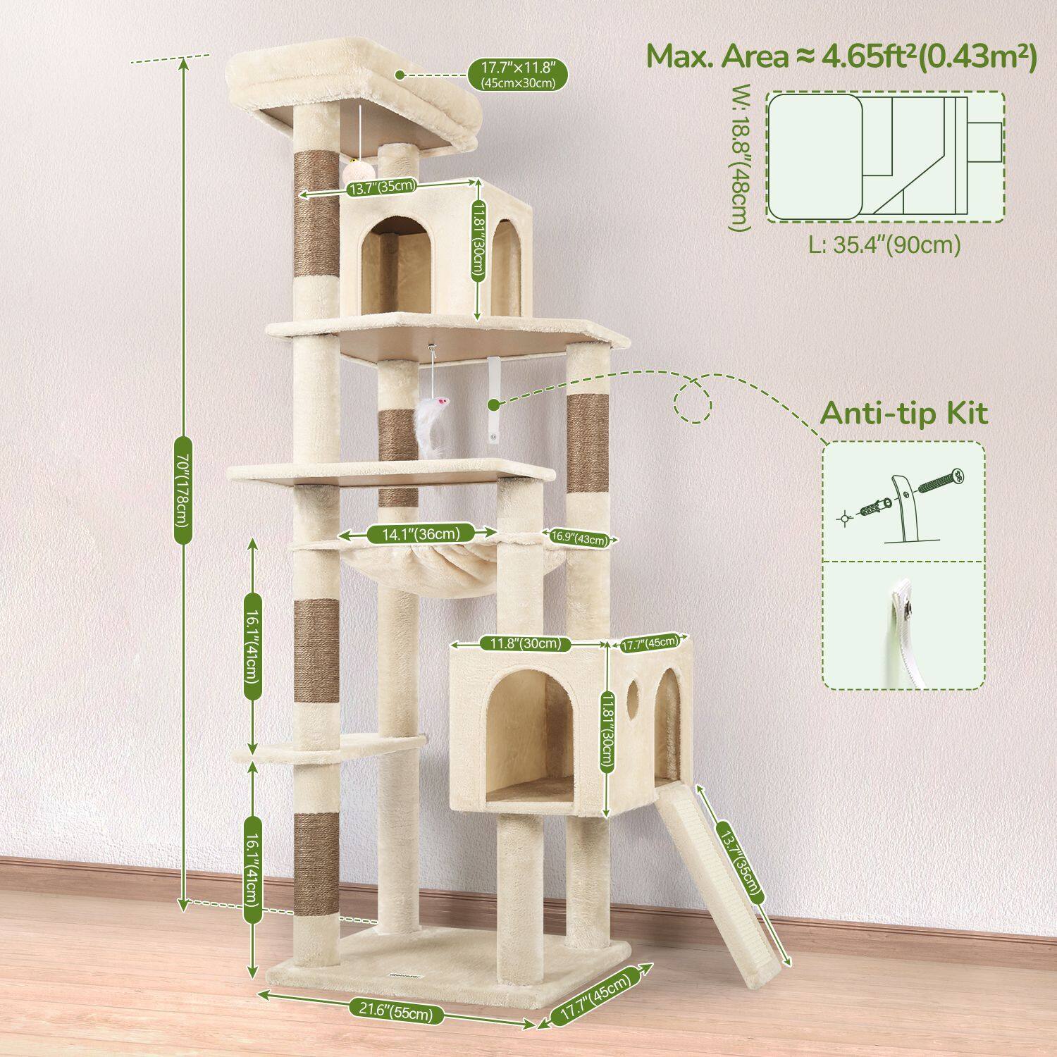 globlazer-f70-pro-arbre-chat-beige-70-pouces-grande-taille image 7