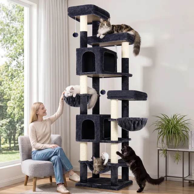 globlazer-f82b-arbre-a-chat-gris-fonce-208-cm image 1