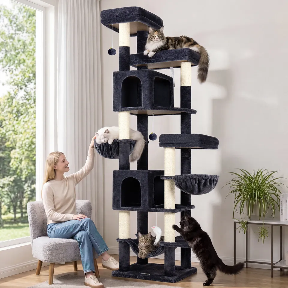 globlazer-f82b-arbre-a-chat-gris-fonce-208-cm image 1