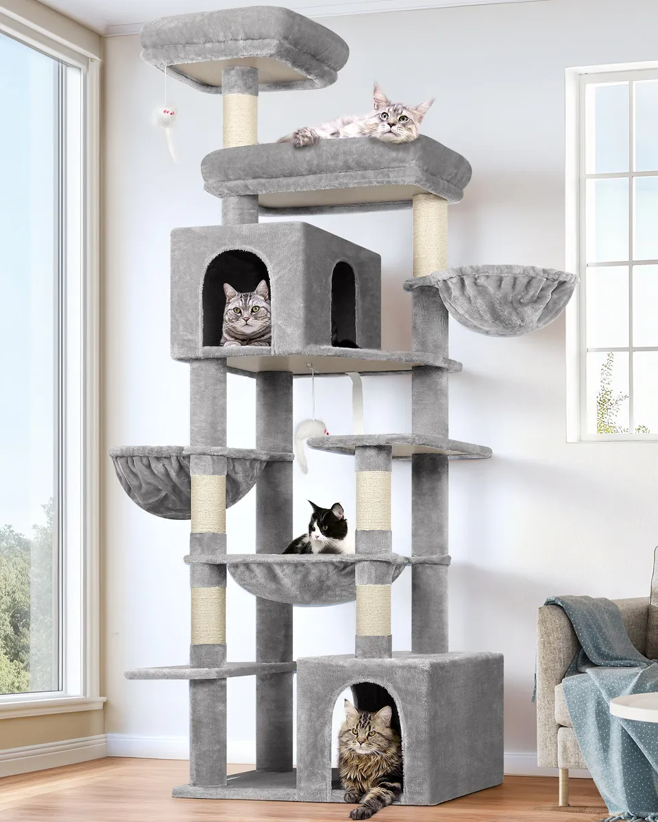 globlazer-f76b-arbre-chat-193-cm-gris-clair-stable image 1