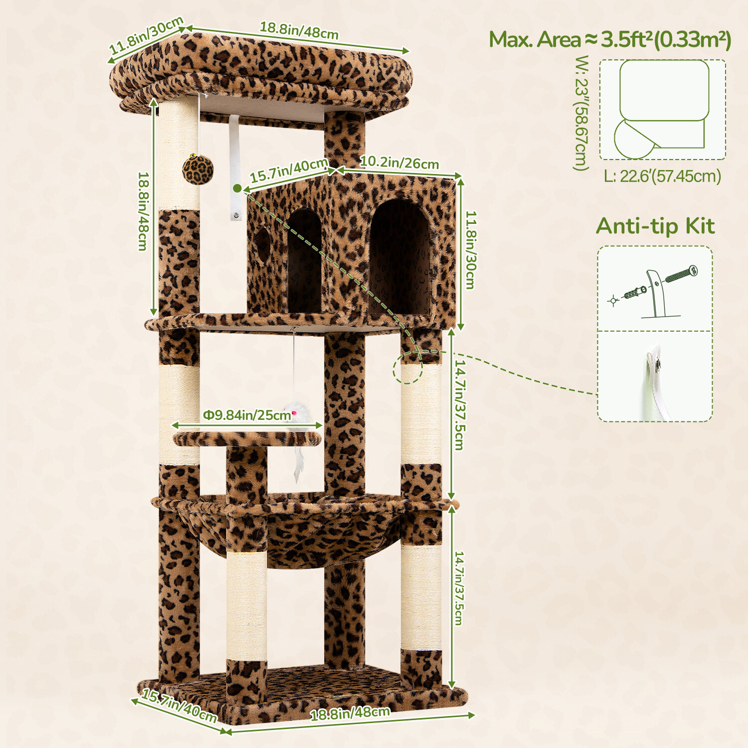 globlazer-f-series-f53-arbre-chat-l-opard-135-cm image 7