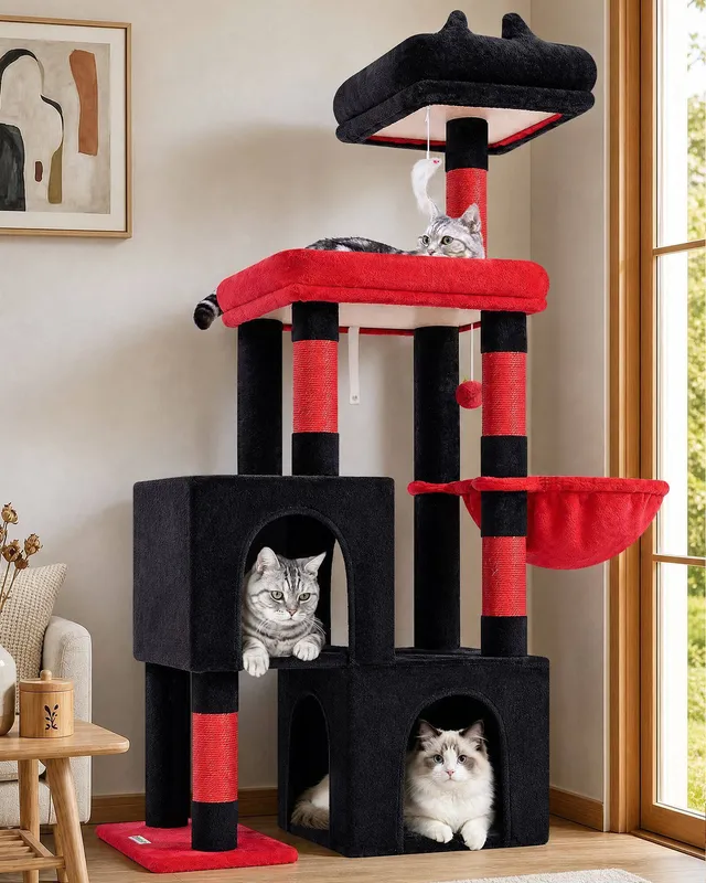 globlazer-s52-arbre-chat-52-pouces-rouge-noir image 1