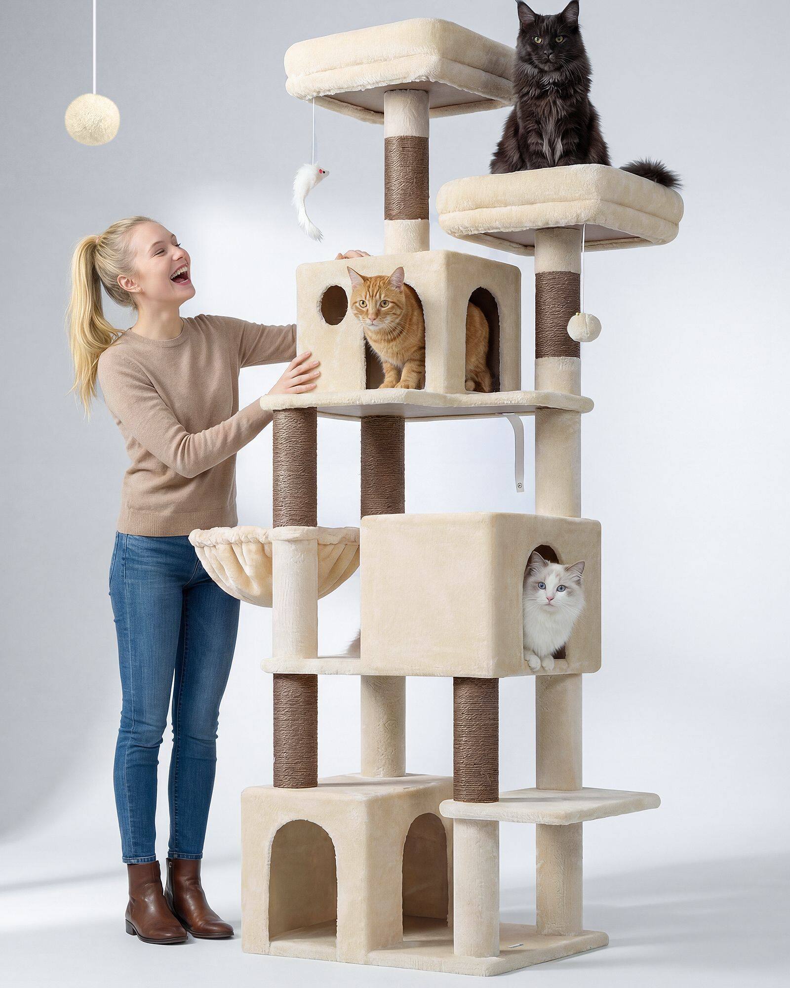 globlazer-f71-arbre-chat-beige-180-cm-griffoir image 3