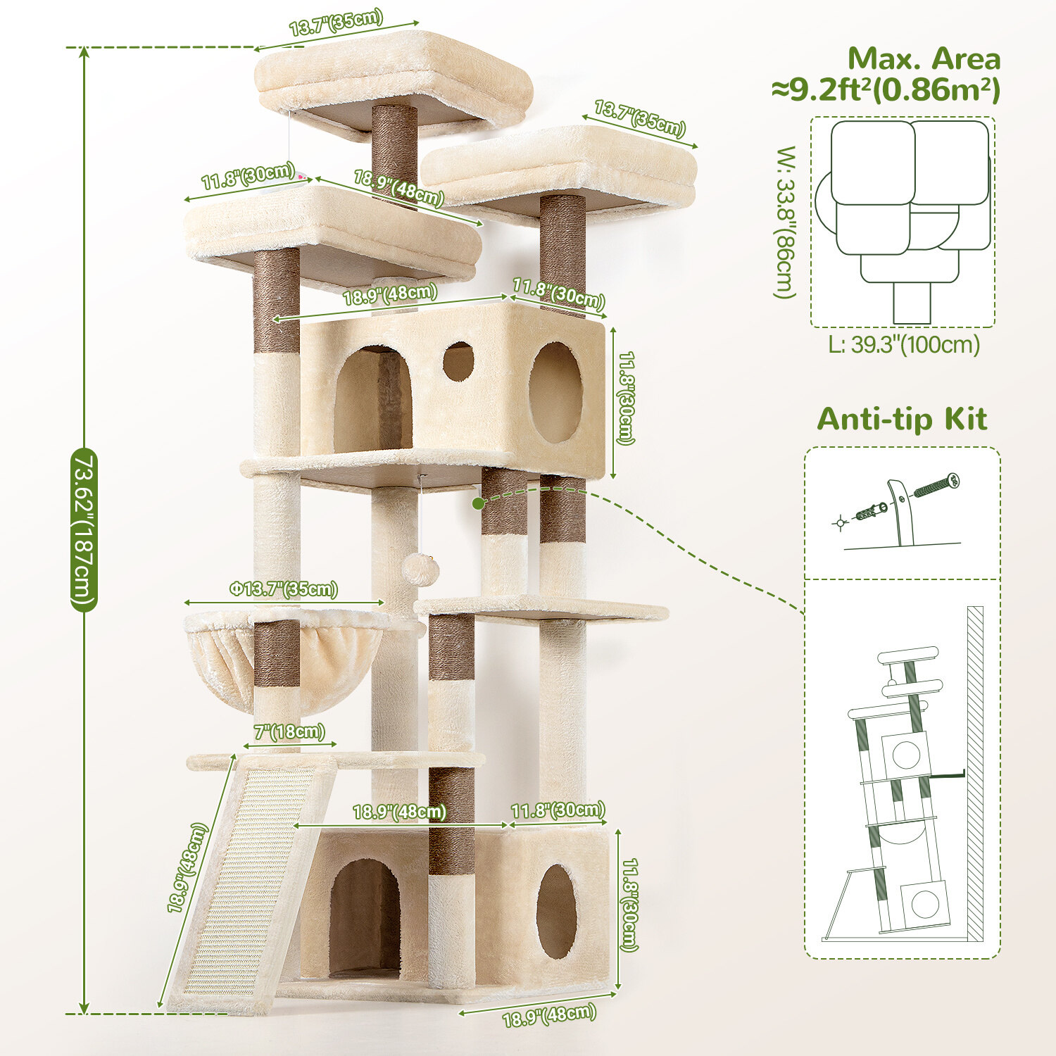 globlazer-f-series-f73c-arbre-chat-beige-185-cm image 7