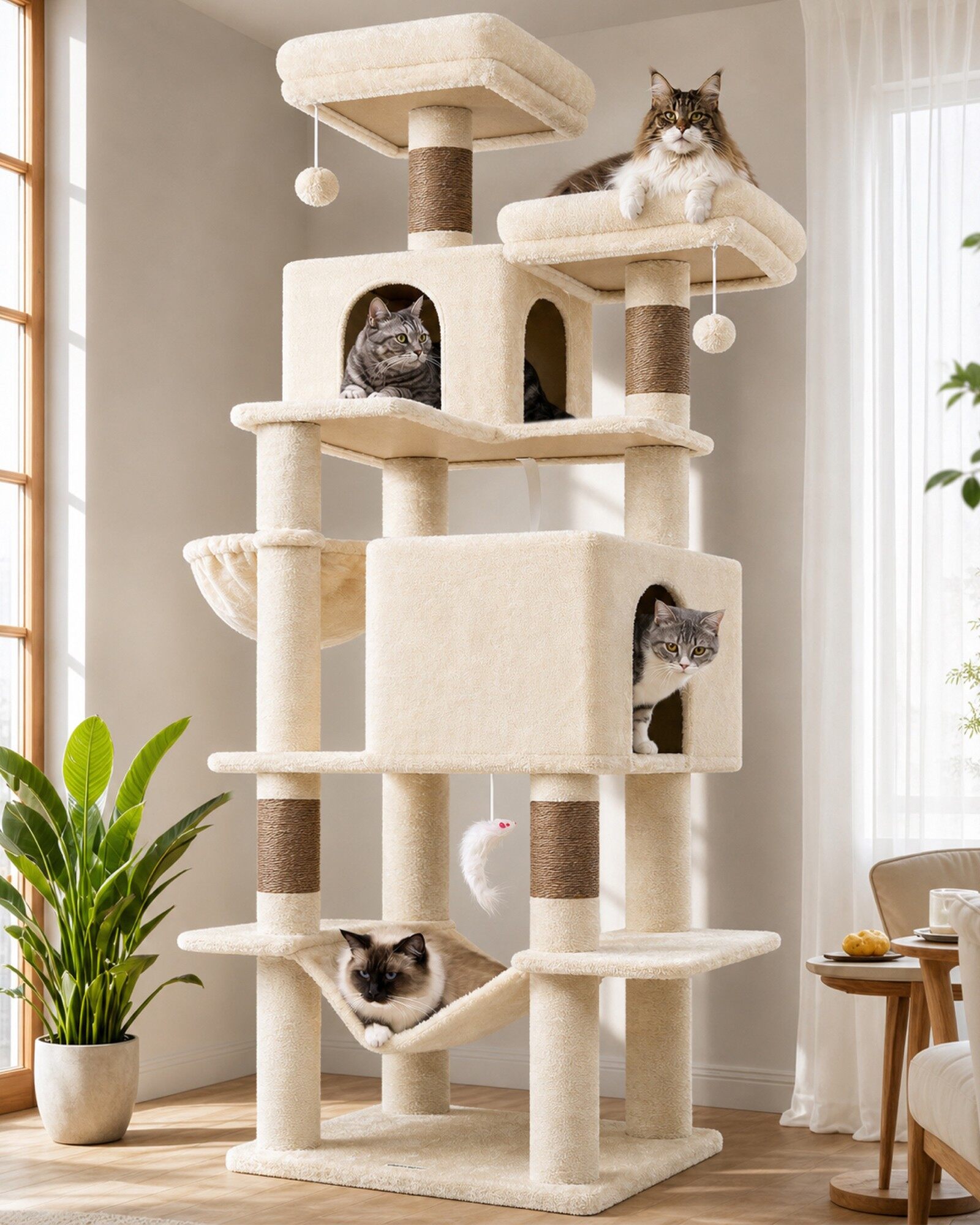 globlazer-f76-arbre-chat-76-pouces-beige-grand image 1