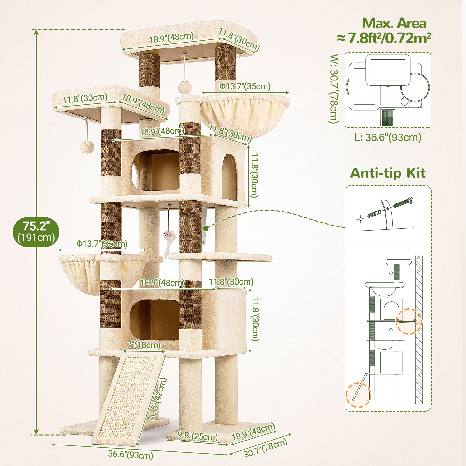 globlazer-f-series-f75g-arbre-chat-beige-75-pouces-robuste image 7