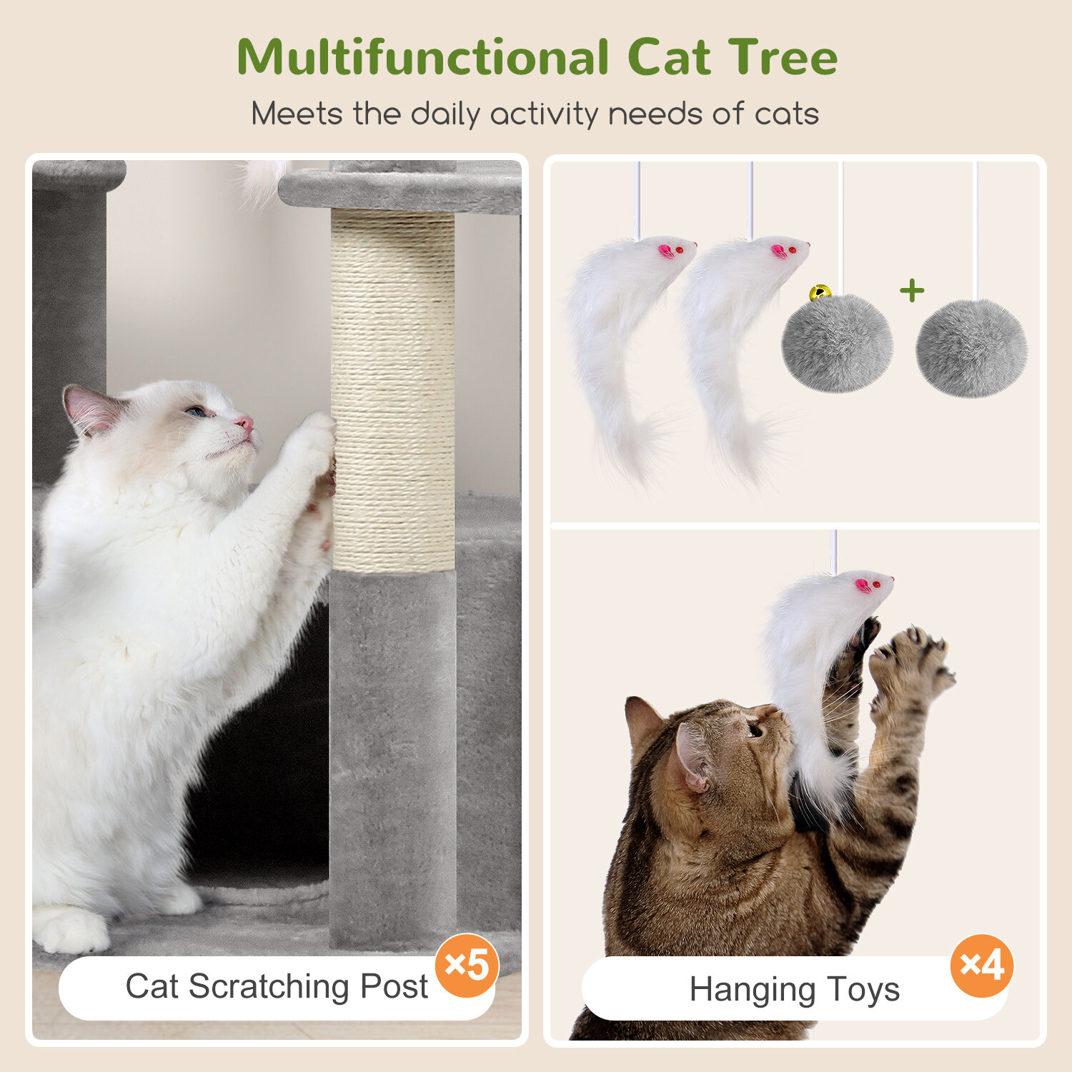 globlazer-f-series-f80f-arbre-chat-gris-clair-80-pouces image 6