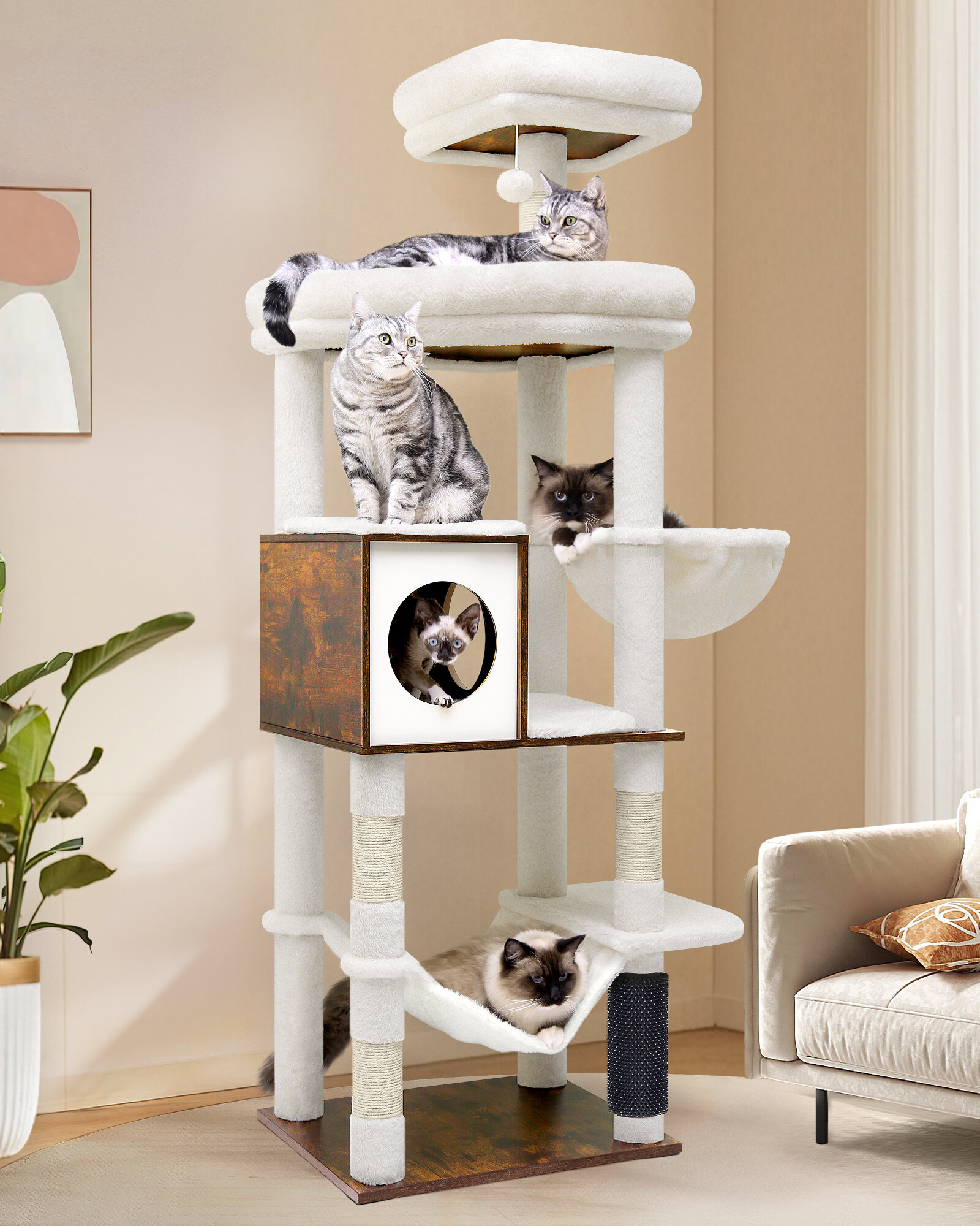 globlazer-w66-arbre-chat-beige-168-cm-haut image 1