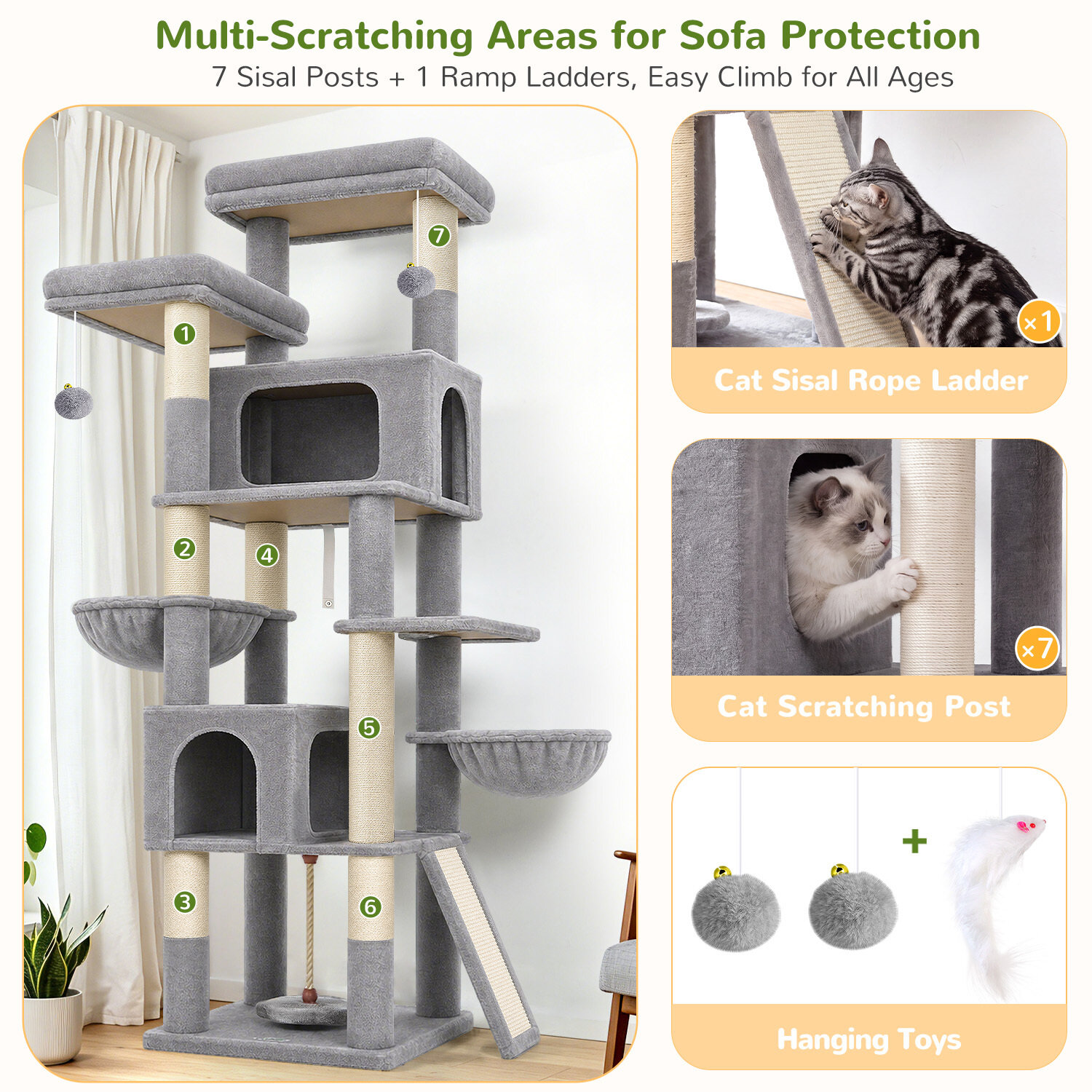 globlazer-f-series-f75b-arbre-chat-gris-clair-190-cm image 7