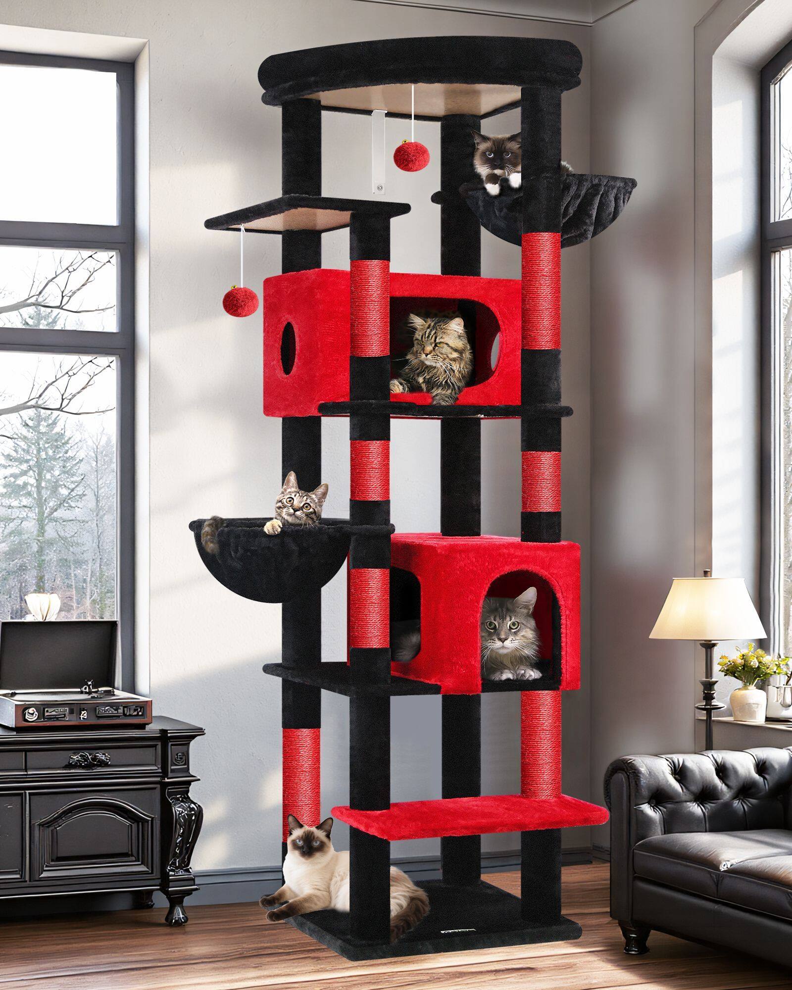 globlazer-s74-arbre-chat-g-ant-188-cm-rouge-noir image 1