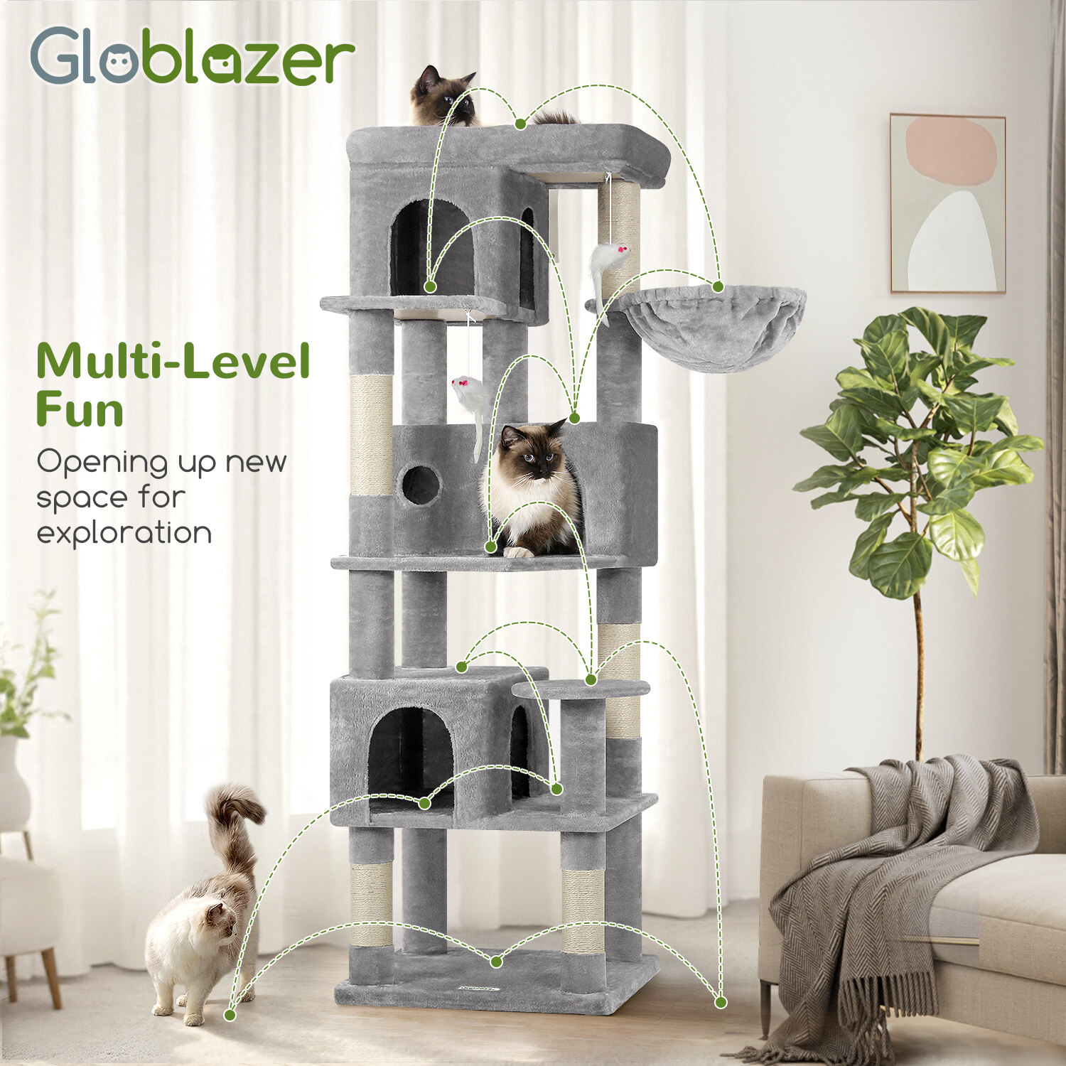 globlazer-f-series-f66-arbre-chat-gris-clair-168-cm image 8
