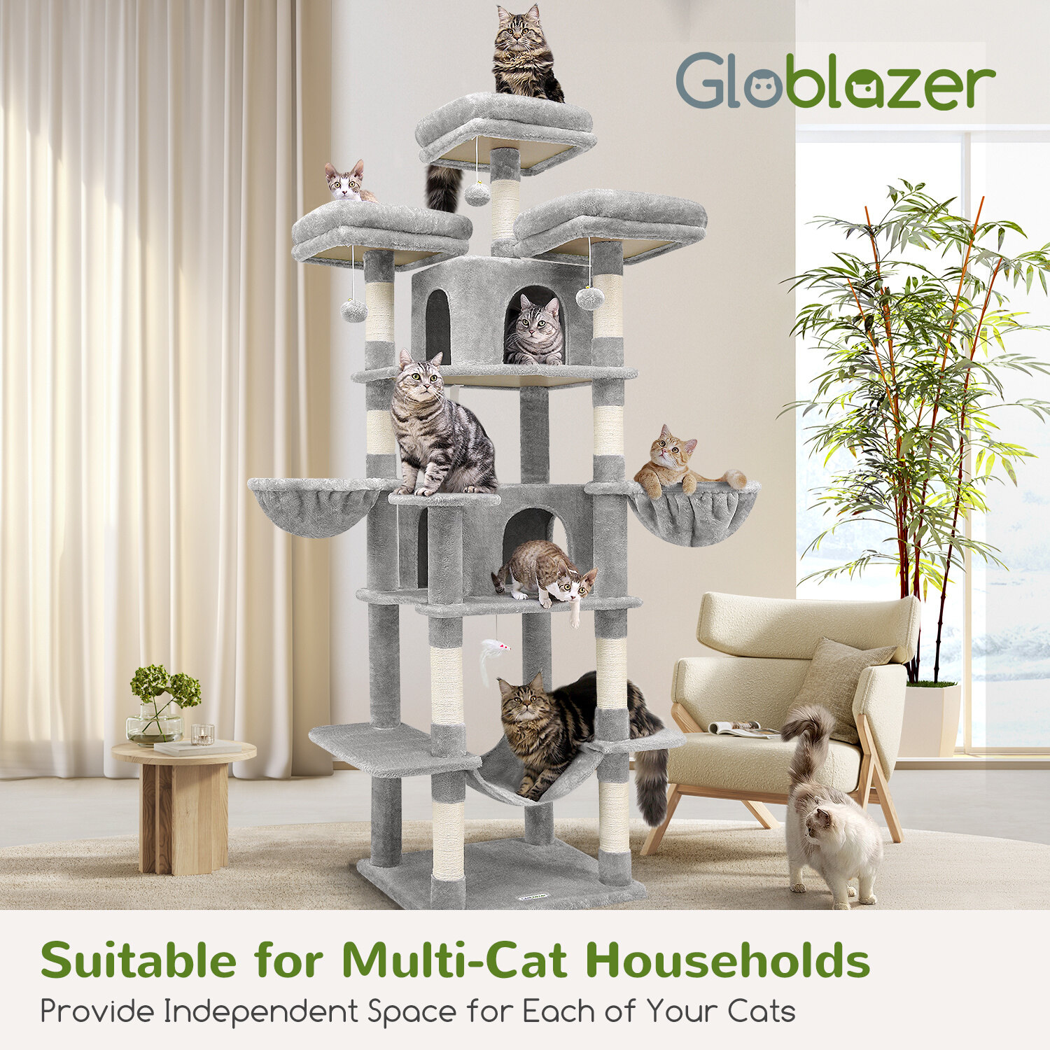 globlazer-f80-arbre-chat-gris-clair-203-cm-xl image 8