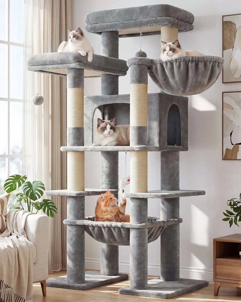 globlazer-f61b-arbre-chat-gris-clair-155-cm-xxl image 1