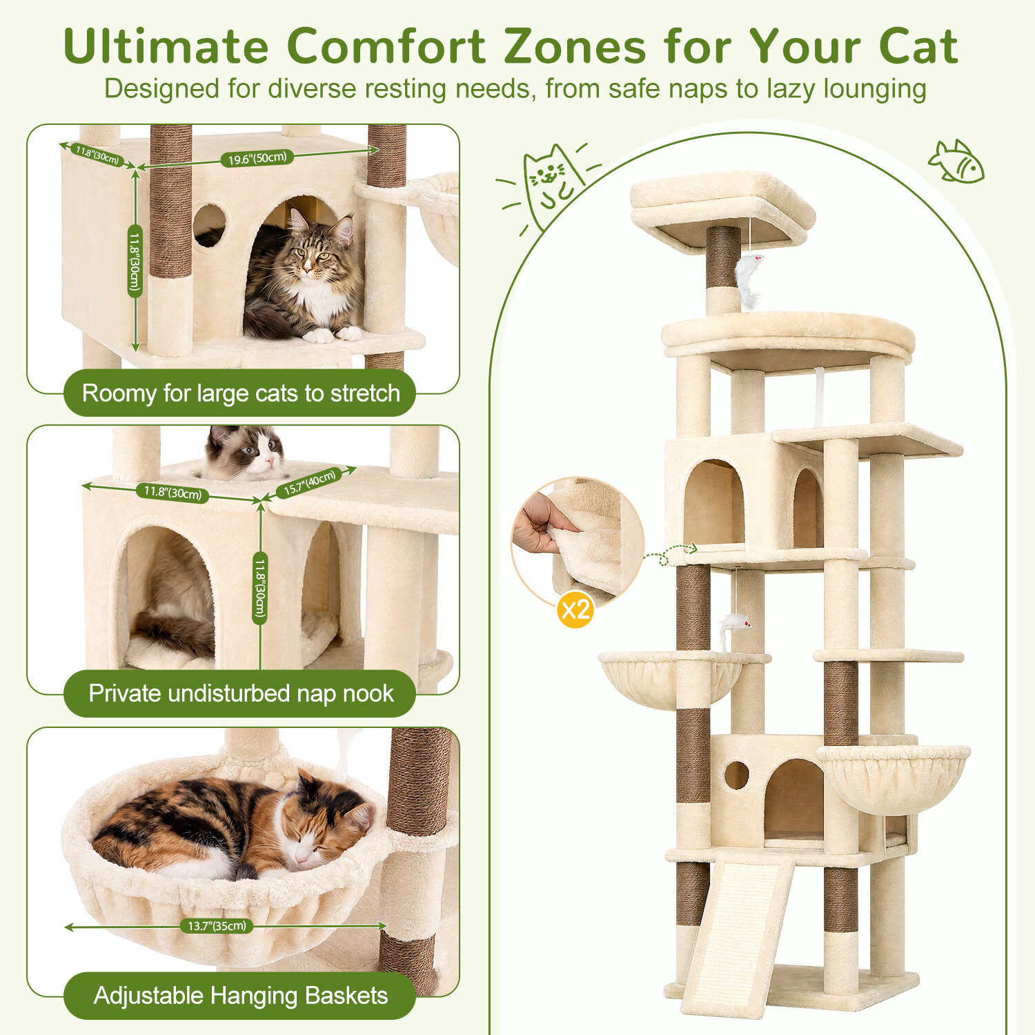 globlazer-f-series-f81h-arbre-chat-beige-81-pouces-grand image 6