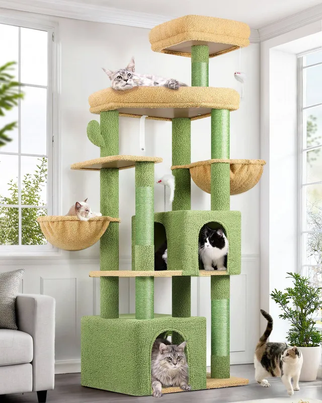 globlazer-s68-arbre-chat-68-pouces-vert-cactus-haut image 1