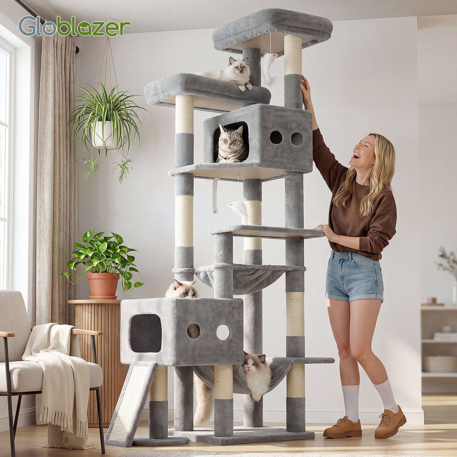 globlazer-s-series-s83g-arbre-chat-gris-clair-83-pouces-robuste image 8