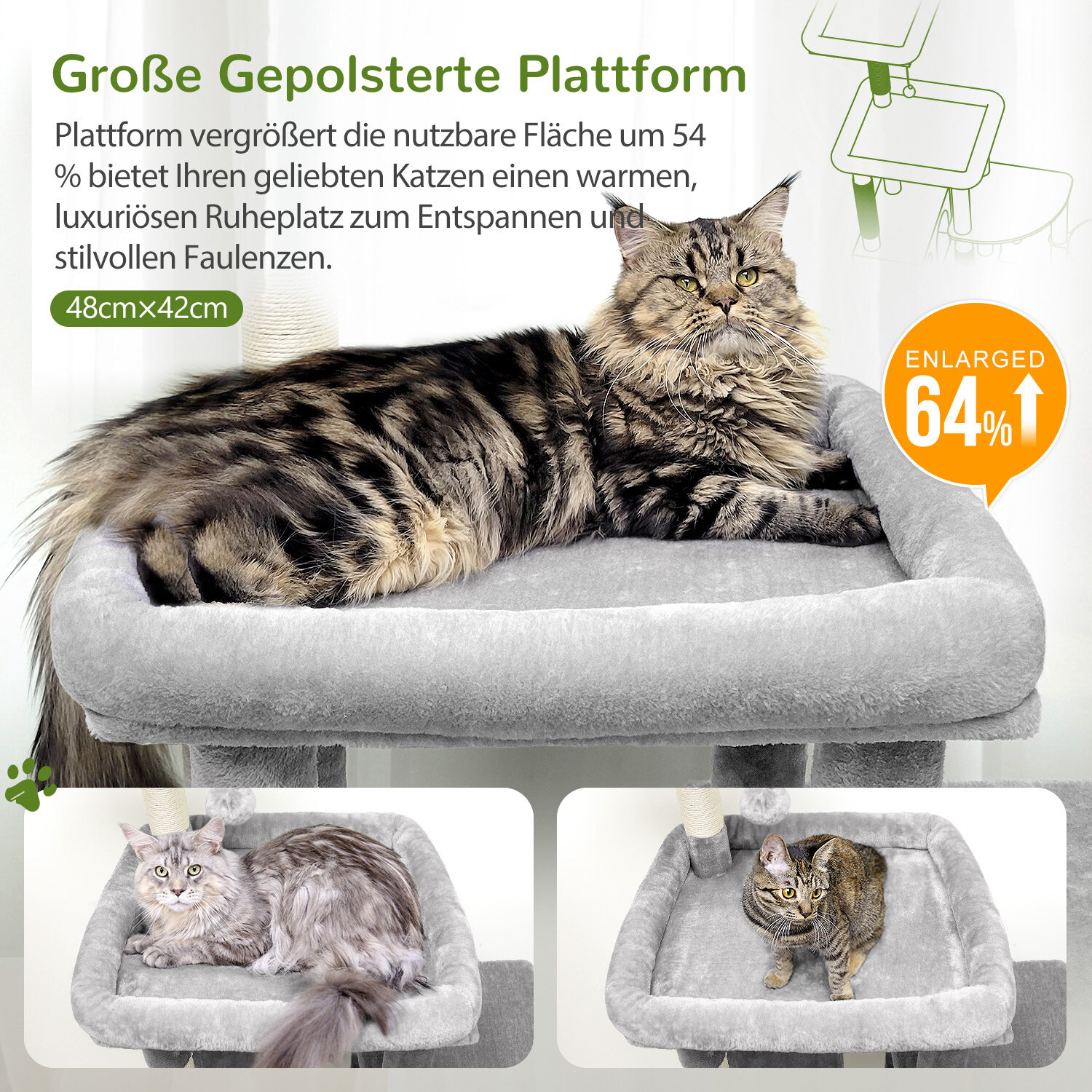 globlazer-f65b-arbre-chat-haut-gris-clair-165-cm image 3