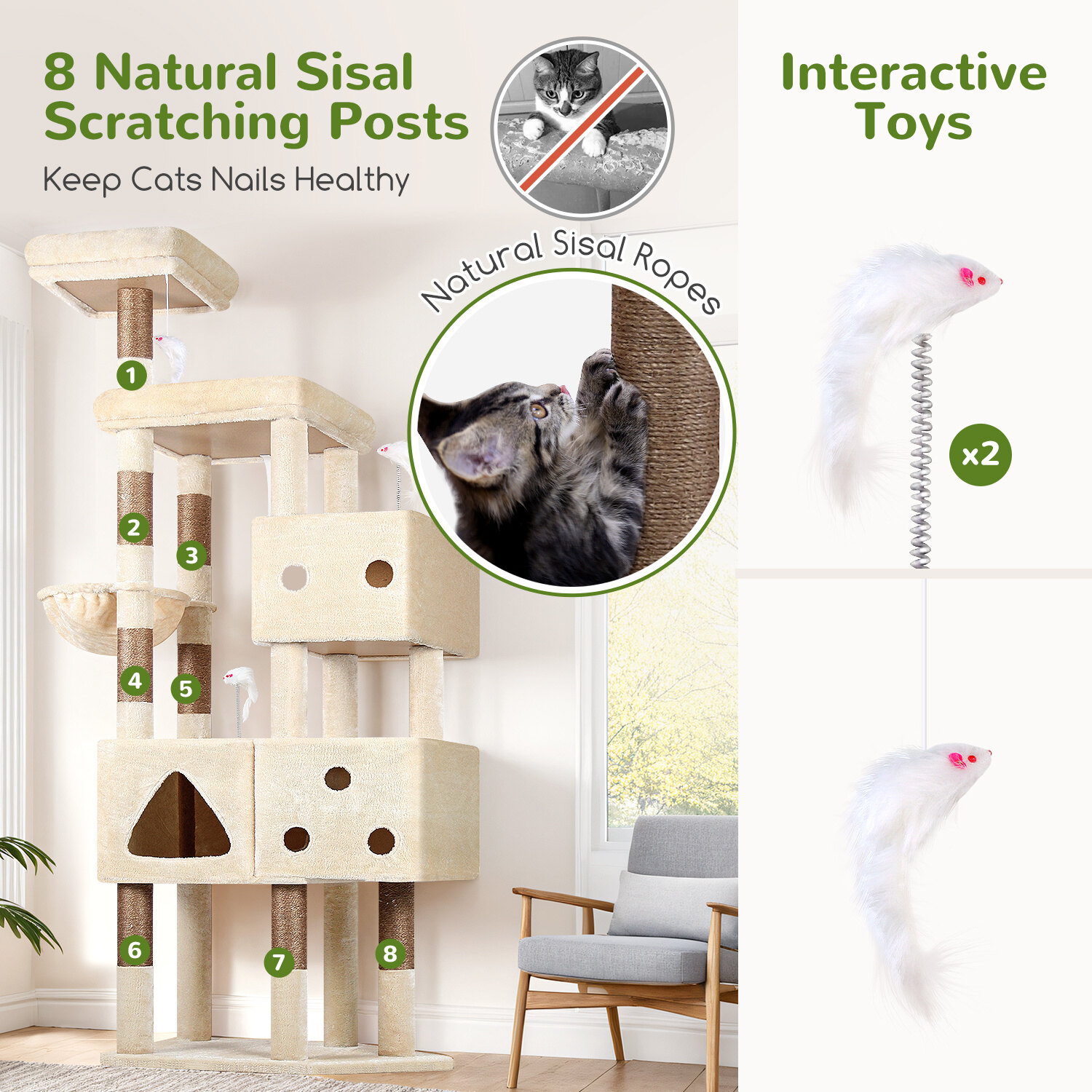globlazer-f81-arbre-chat-81-pouces-beige-large image 7