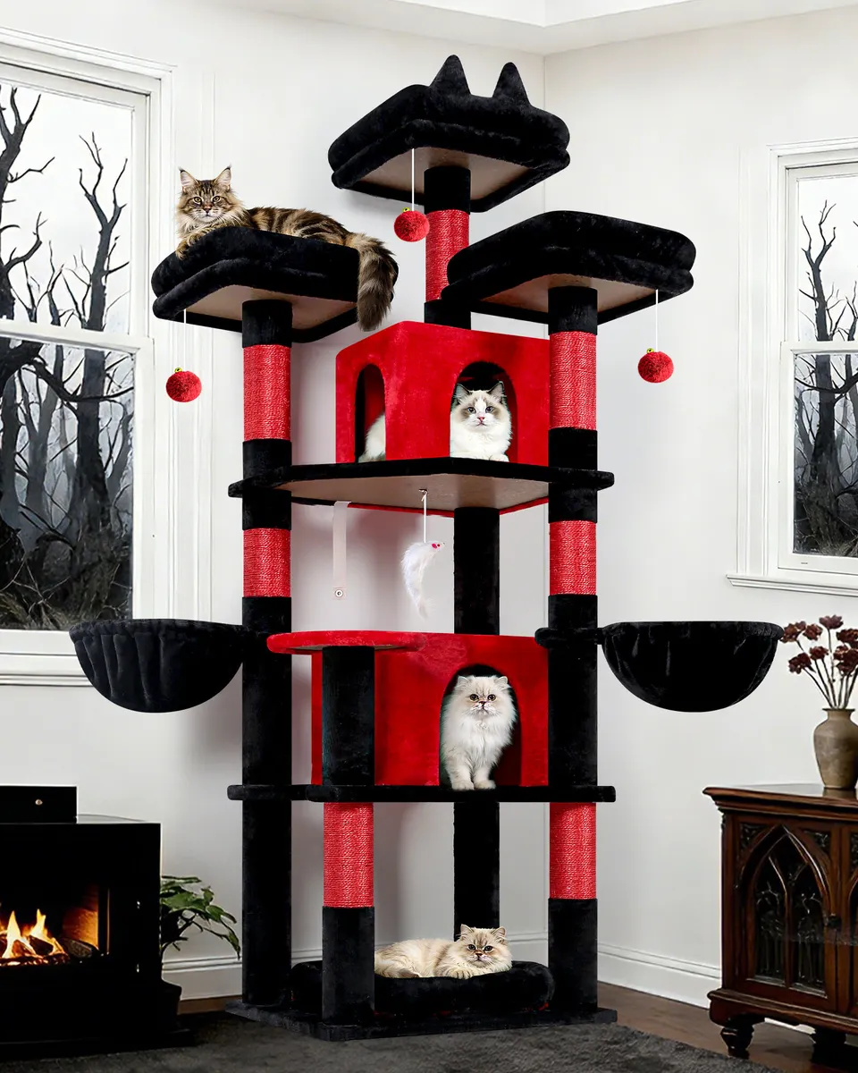 globlazer-f68b-tour-chat-rouge-noir-68-pouces-int-rieur image 1
