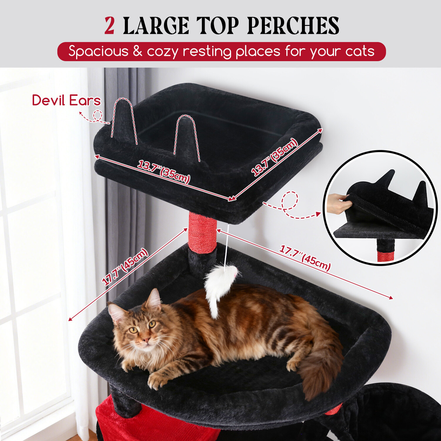 globlazer-s82-arbre-chat-rouge-noir-gothique-82-pouces-xxl image 3