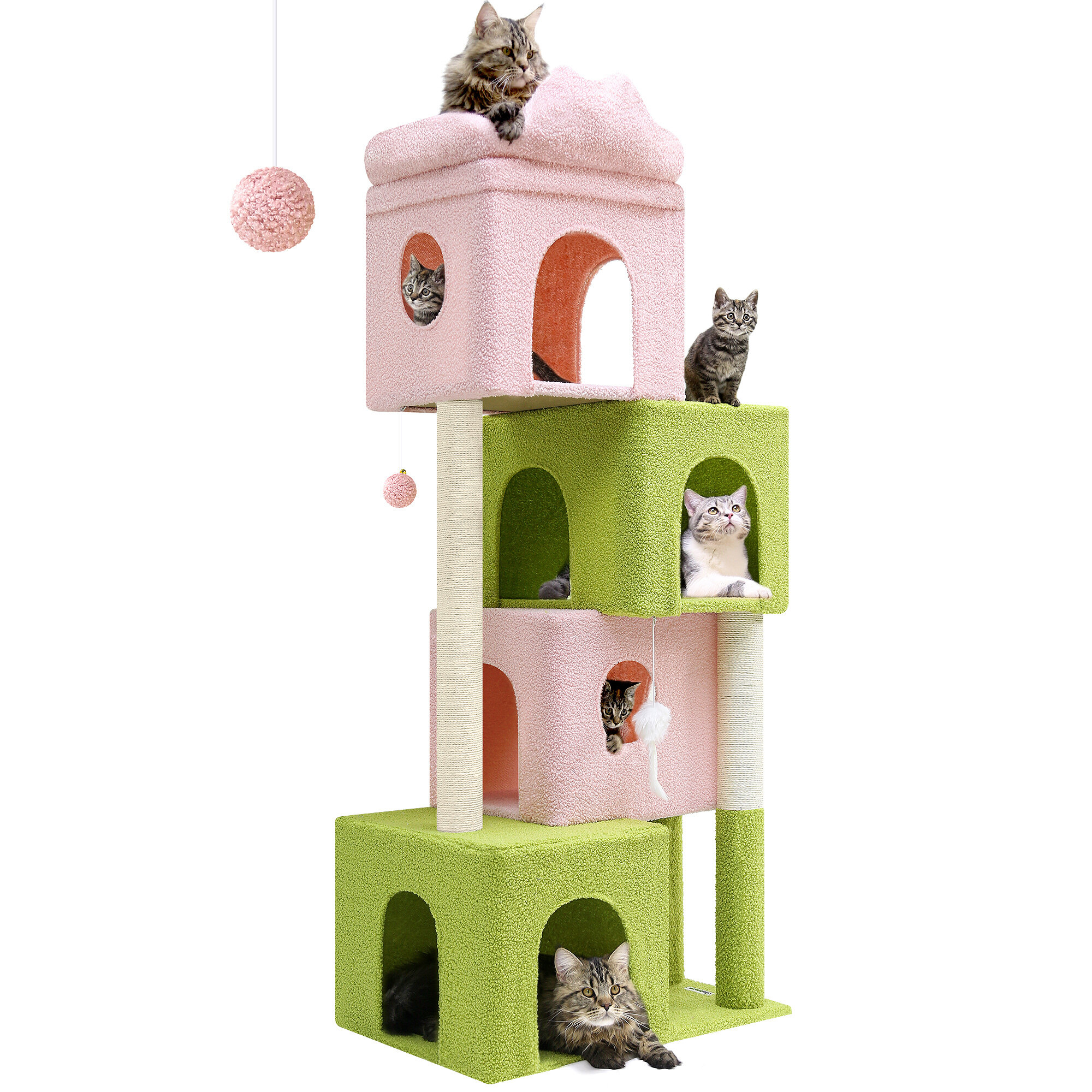 globlazer-fc61-arbre-chat-61-pouces-rose-vert-niche image 2