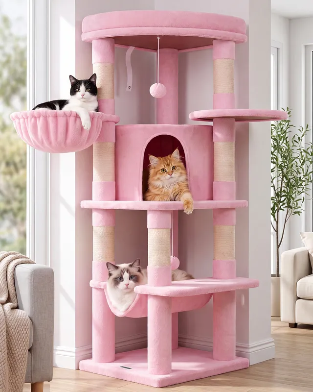 globlazer-c51-arbre-chat-d-angle-rose-130-cm image 1