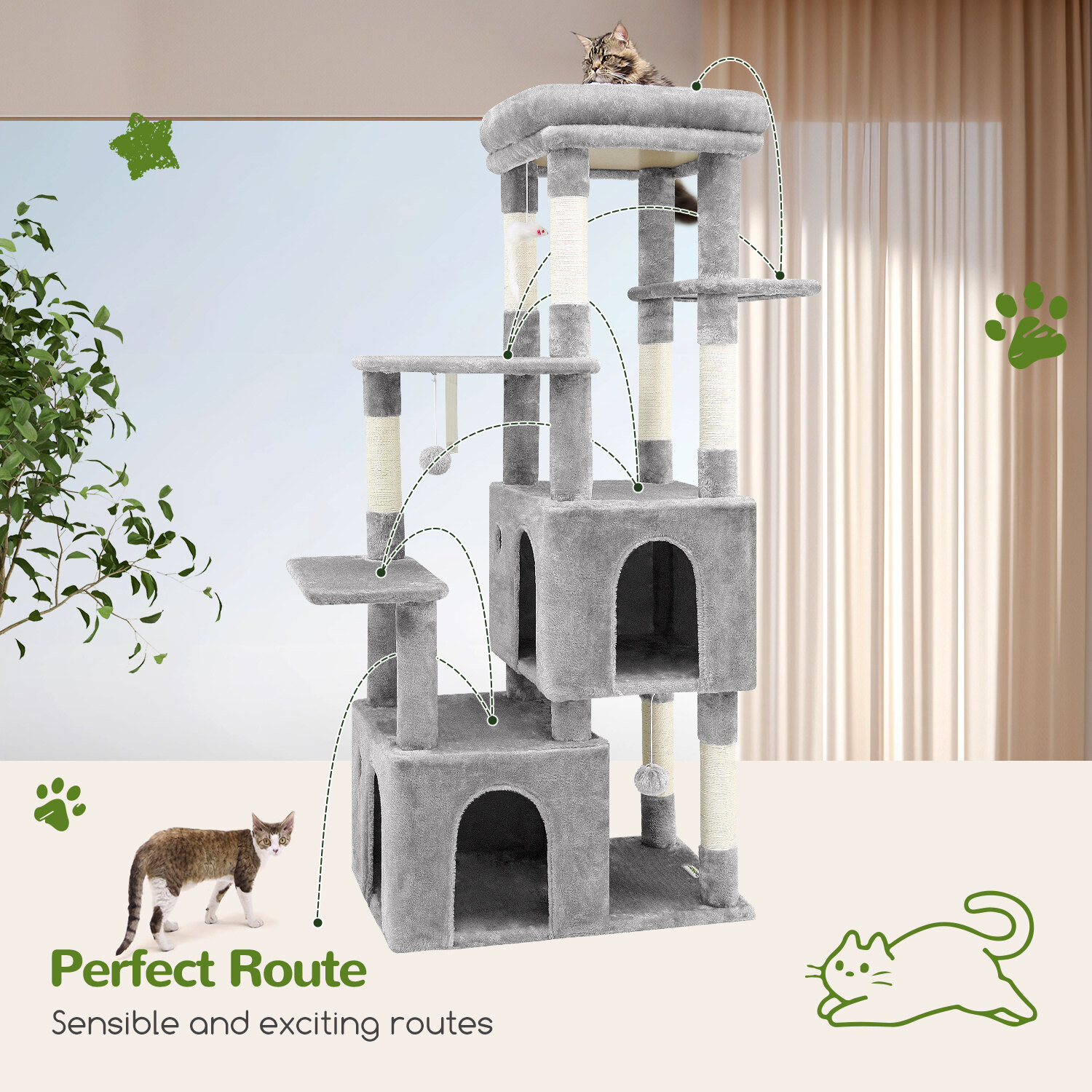 globlazer-f61-arbre-chat-61-pouces-gris-clair image 7