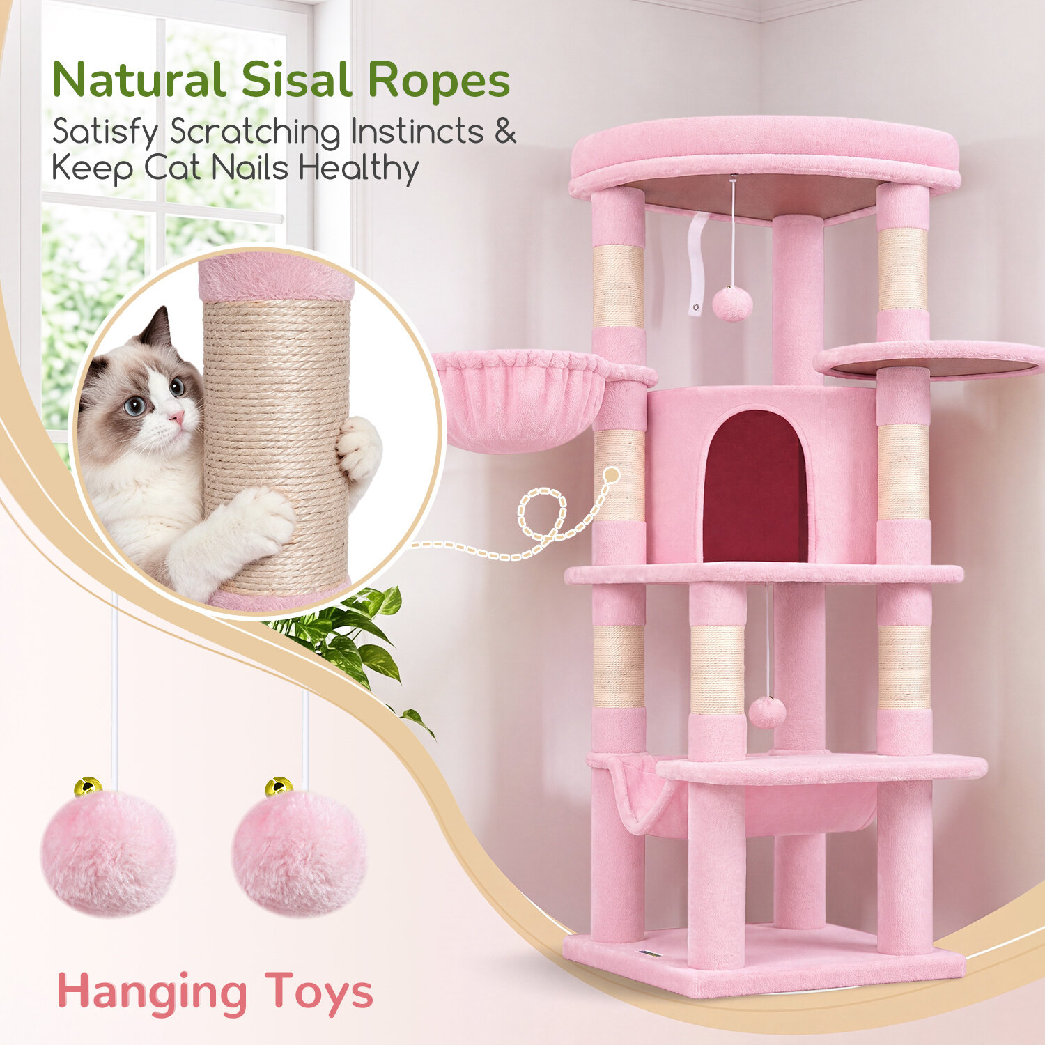 globlazer-c51-arbre-chat-d-angle-rose-130-cm image 7