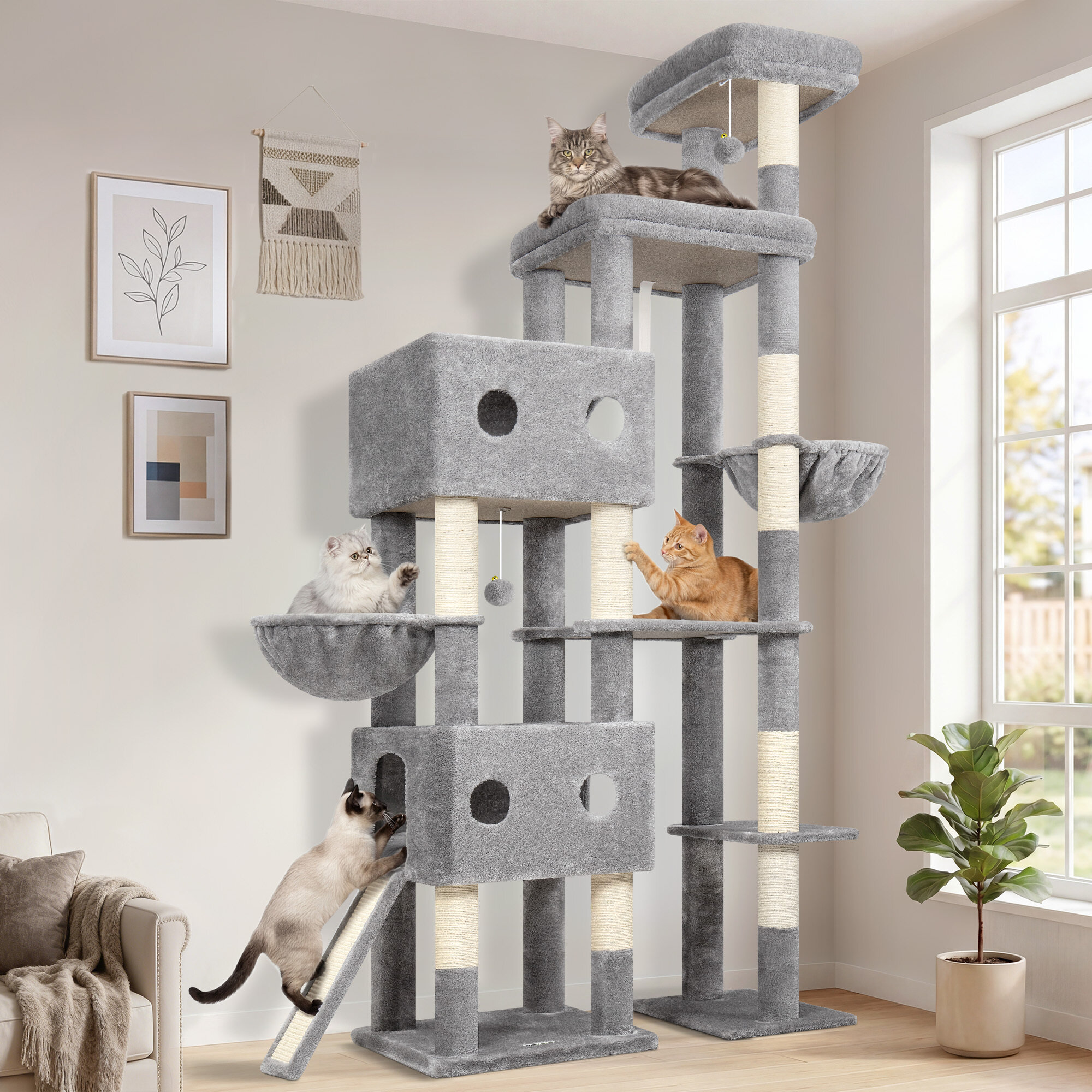 globlazer-s84d-arbre-a-chat-gris-clair-213-cm image 1