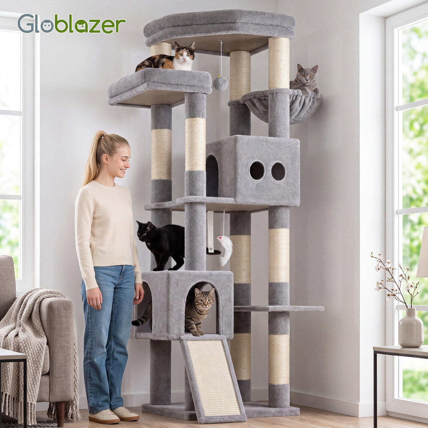 globlazer-f-series-f73b-arbre-chat-gris-clair-185-cm-niche image 8