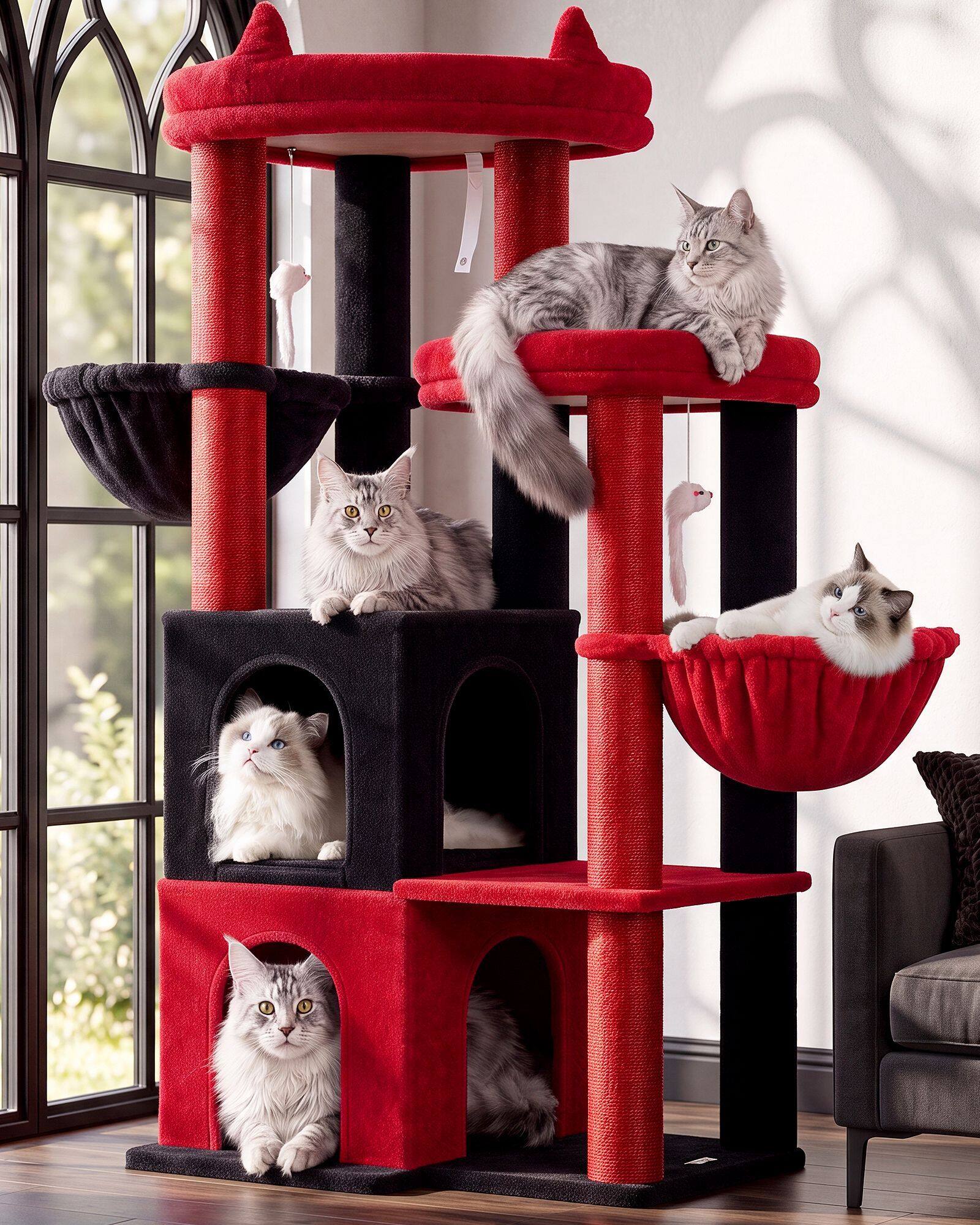 globlazer-s-series-s63-arbre-chat-rouge-noir-160-cm-robuste image 1