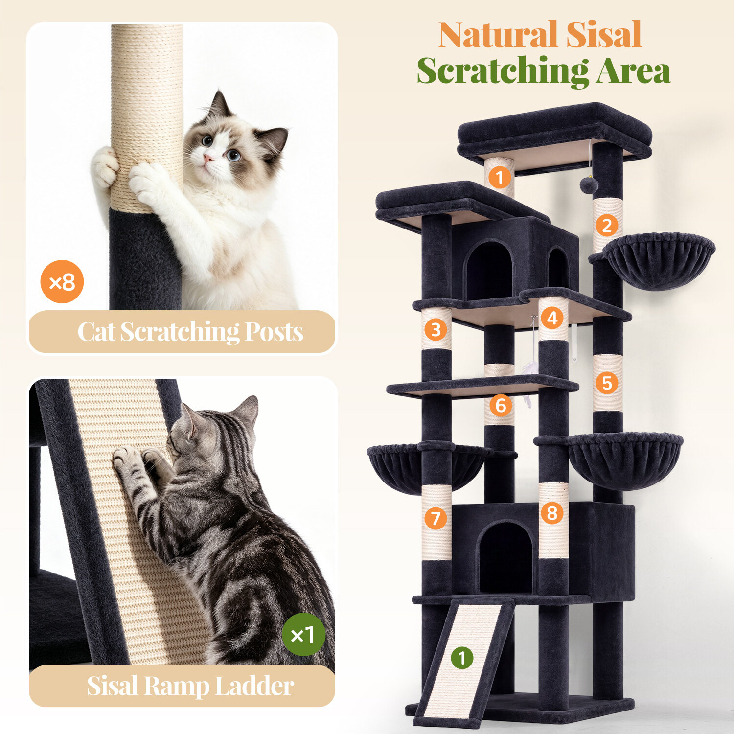 globlazer-f-series-f80j-arbre-chat-gris-fonc-80-pouces-xl image 5