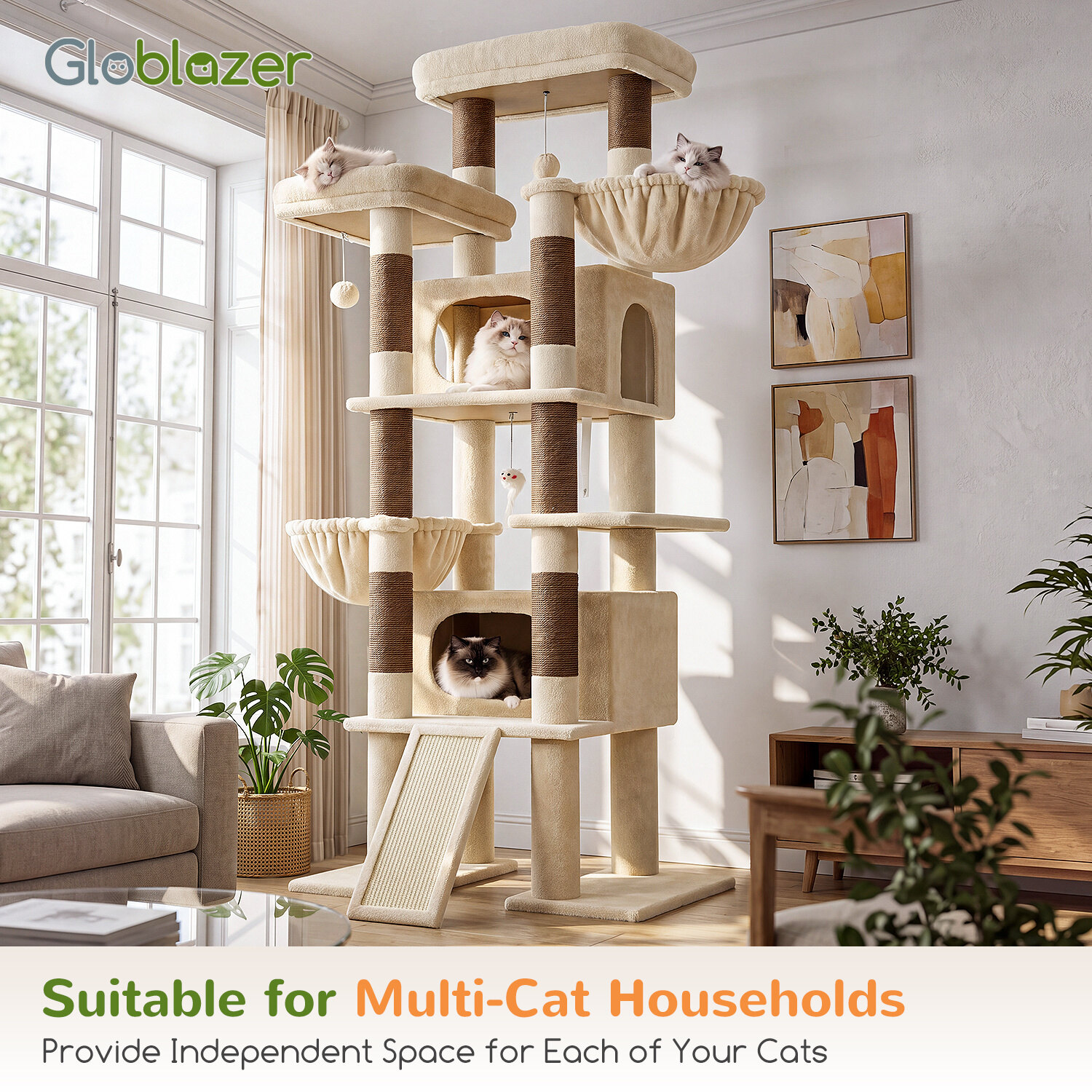 globlazer-f-series-f75g-arbre-chat-beige-75-pouces-robuste image 8