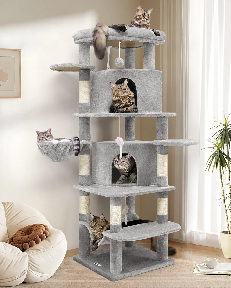 globlazer-c66-arbre-chat-168-cm-gris-clair-panier image 1