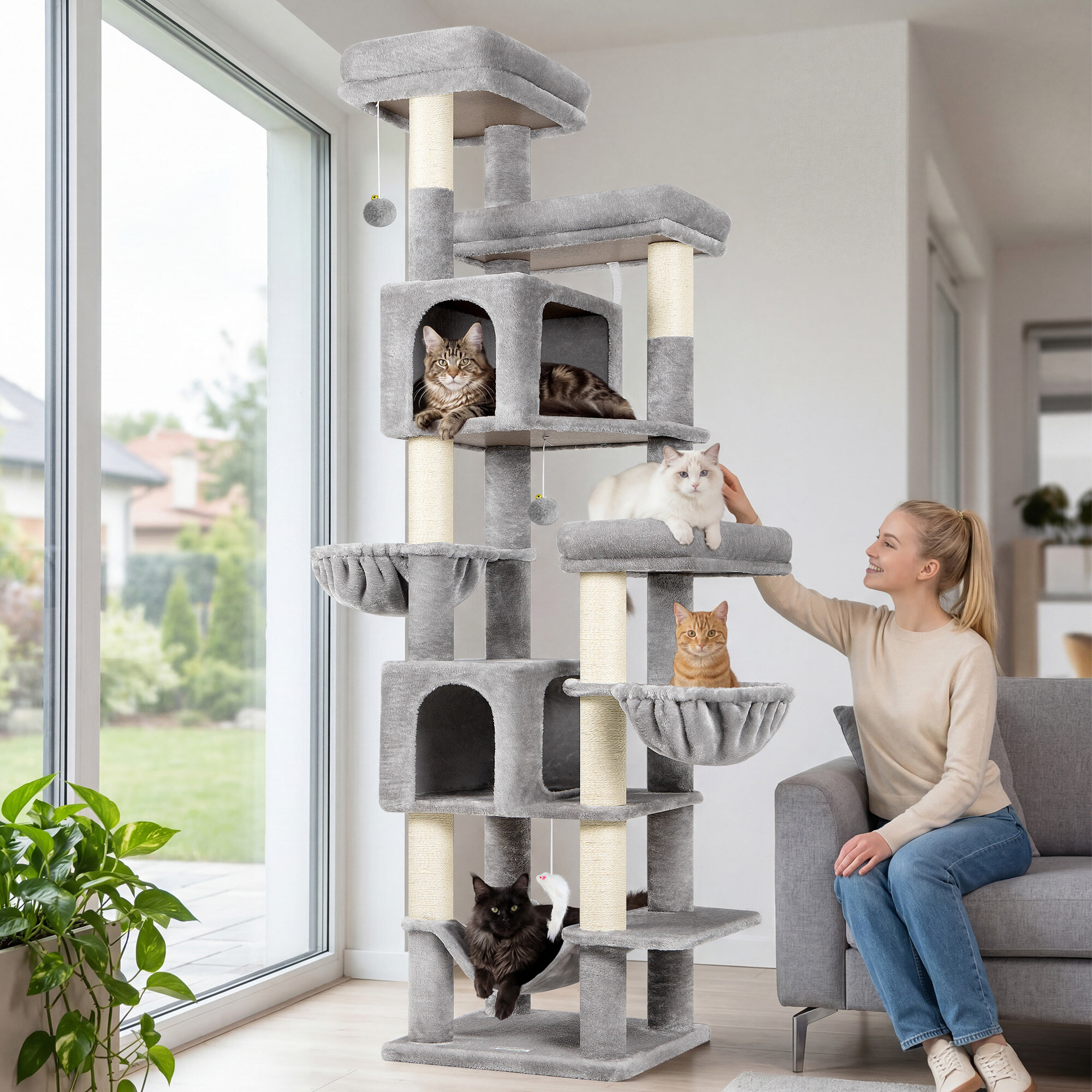 globlazer-f-series-f82b-arbre-chat-gris-clair-82-pouces-grand image 1
