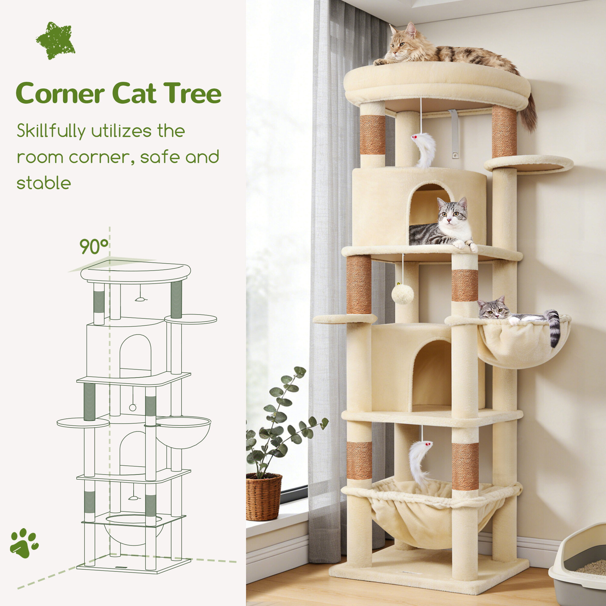 globlazer-c68-arbre-chat-beige-68-pouces-grands-chats image 5