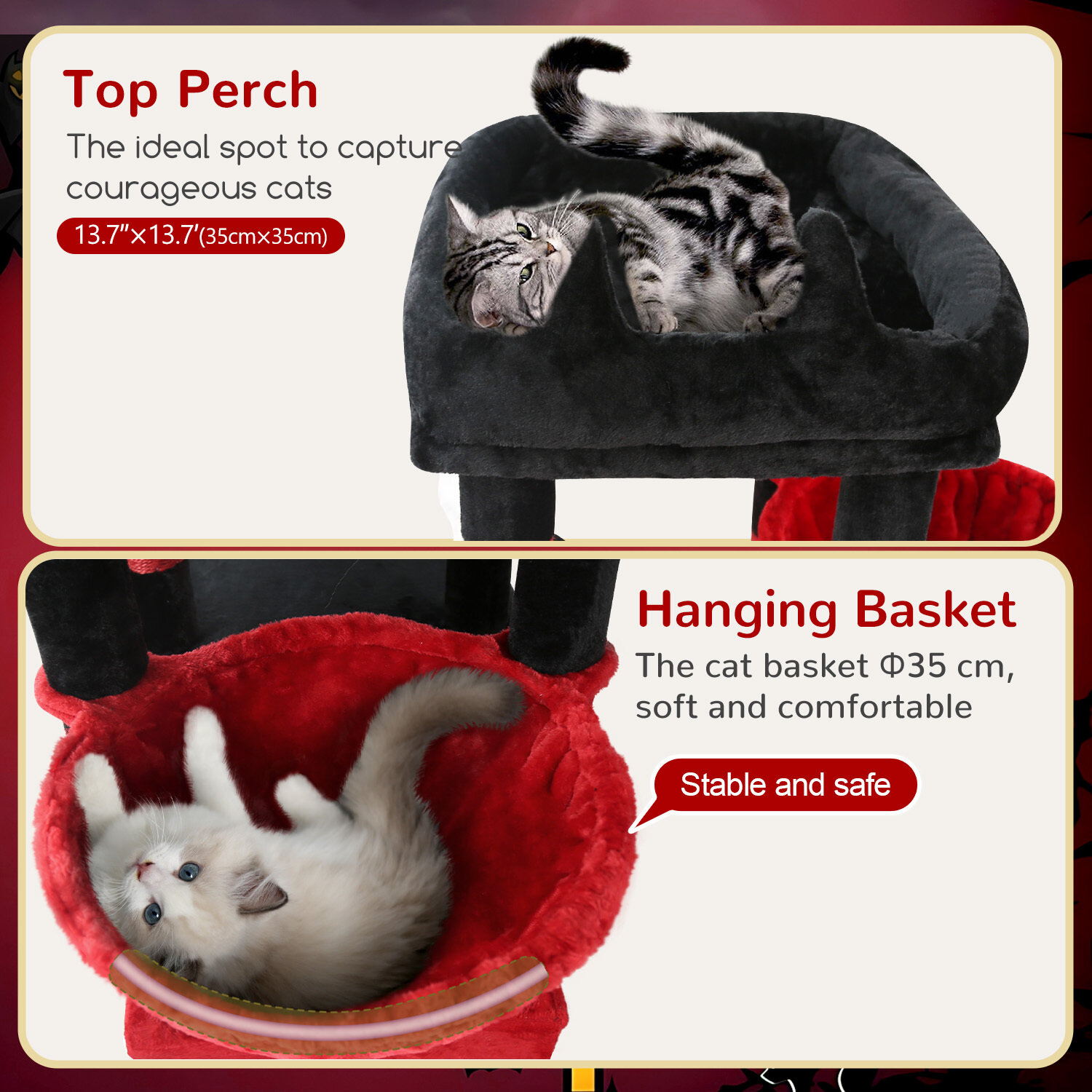 globlazer-f-series-f65b-arbre-chat-rouge-noir-65-pouces-design image 5