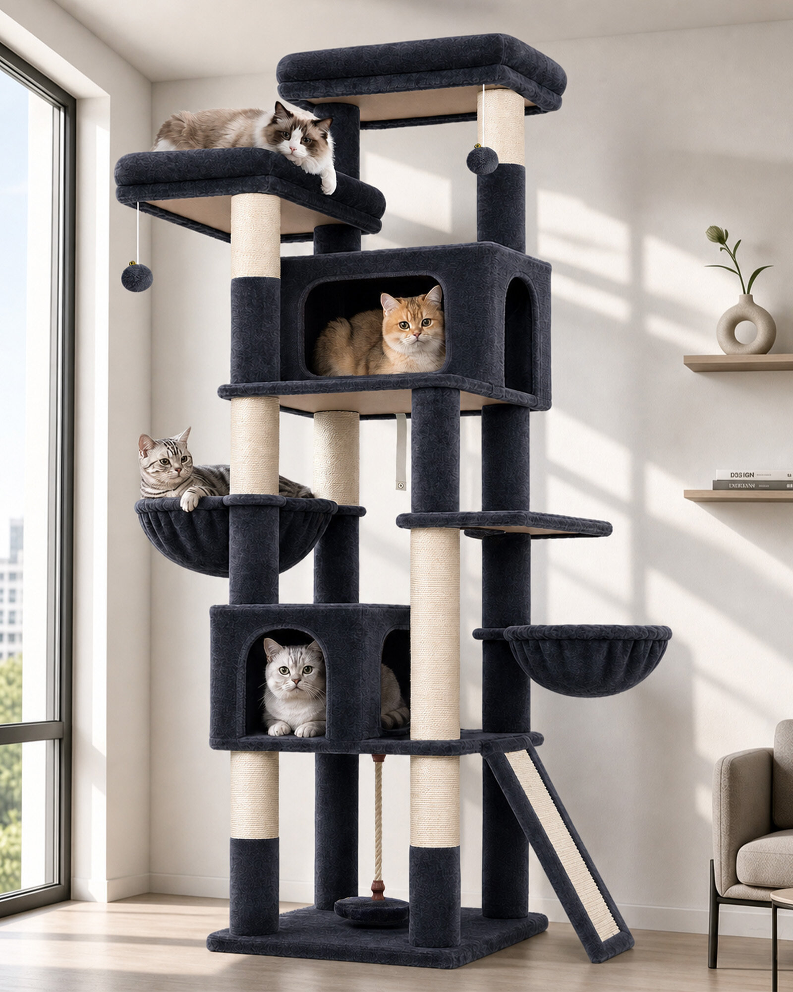globlazer-f-series-f75b-arbre-chat-gris-fonc-75-pouces-haut image 1