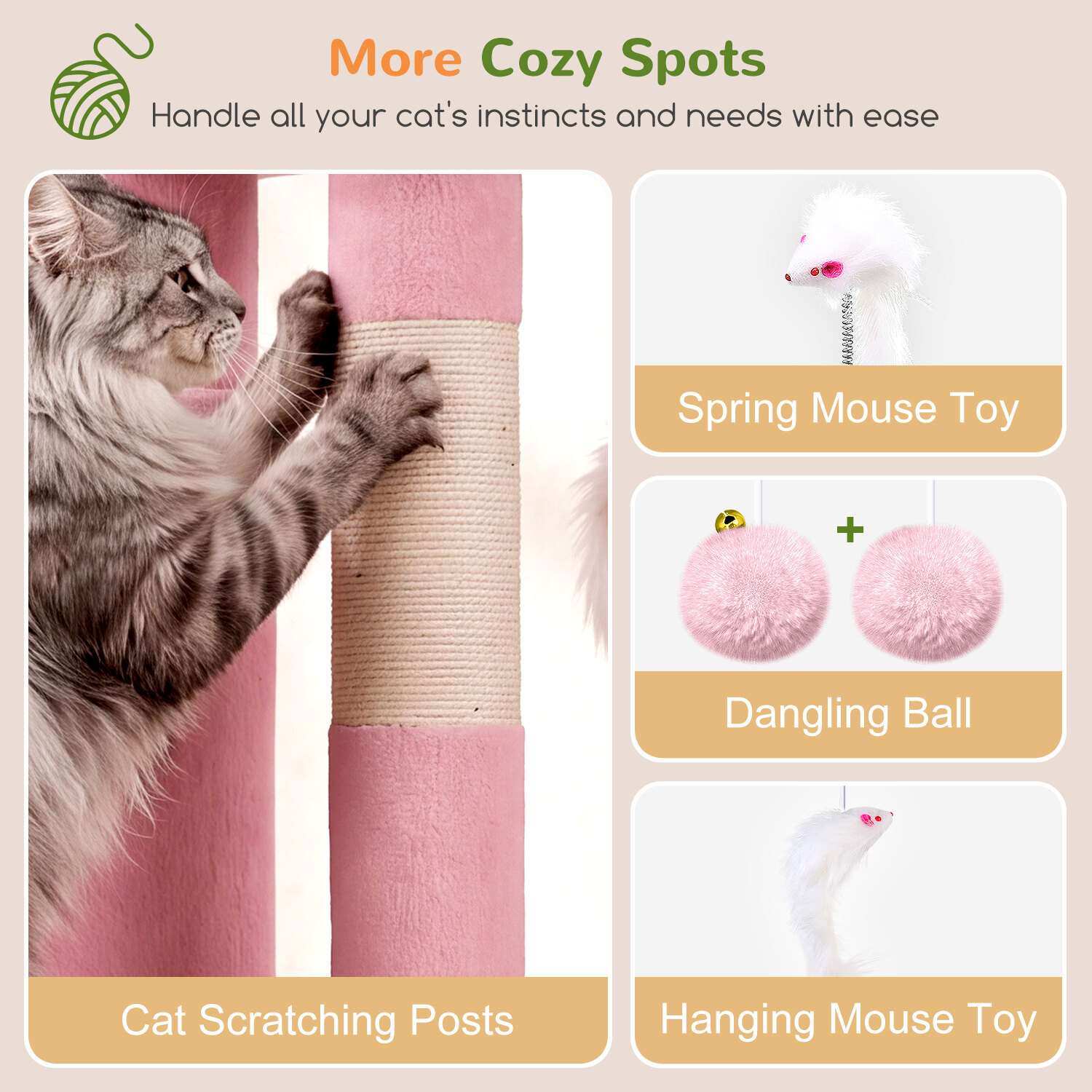 globlazer-f-series-fc50-arbre-chat-rose-50-pouces-grands-chats image 6