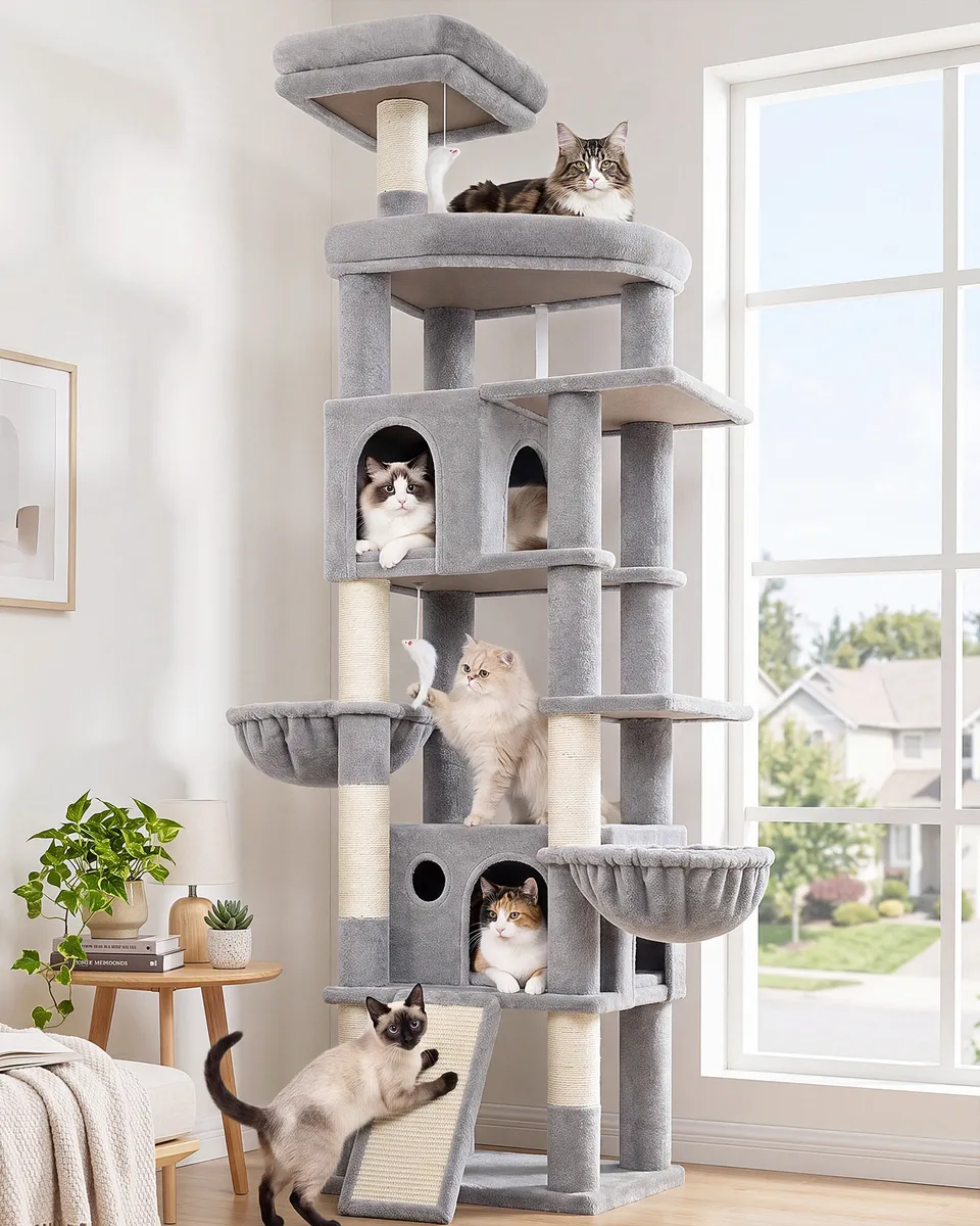 globlazer-f-series-f81h-arbre-chat-gris-clair-81-pouces-stable image 1