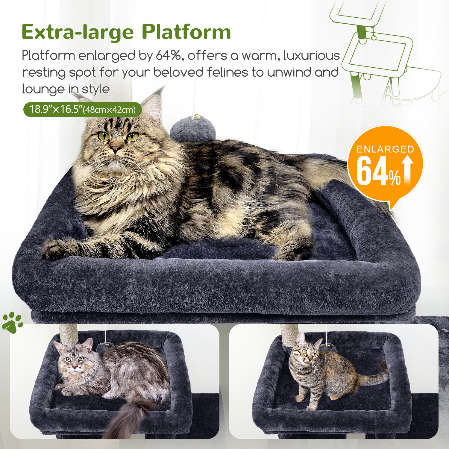 globlazer-f-series-f65-arbre-chat-gris-fonc-65-pouces image 4