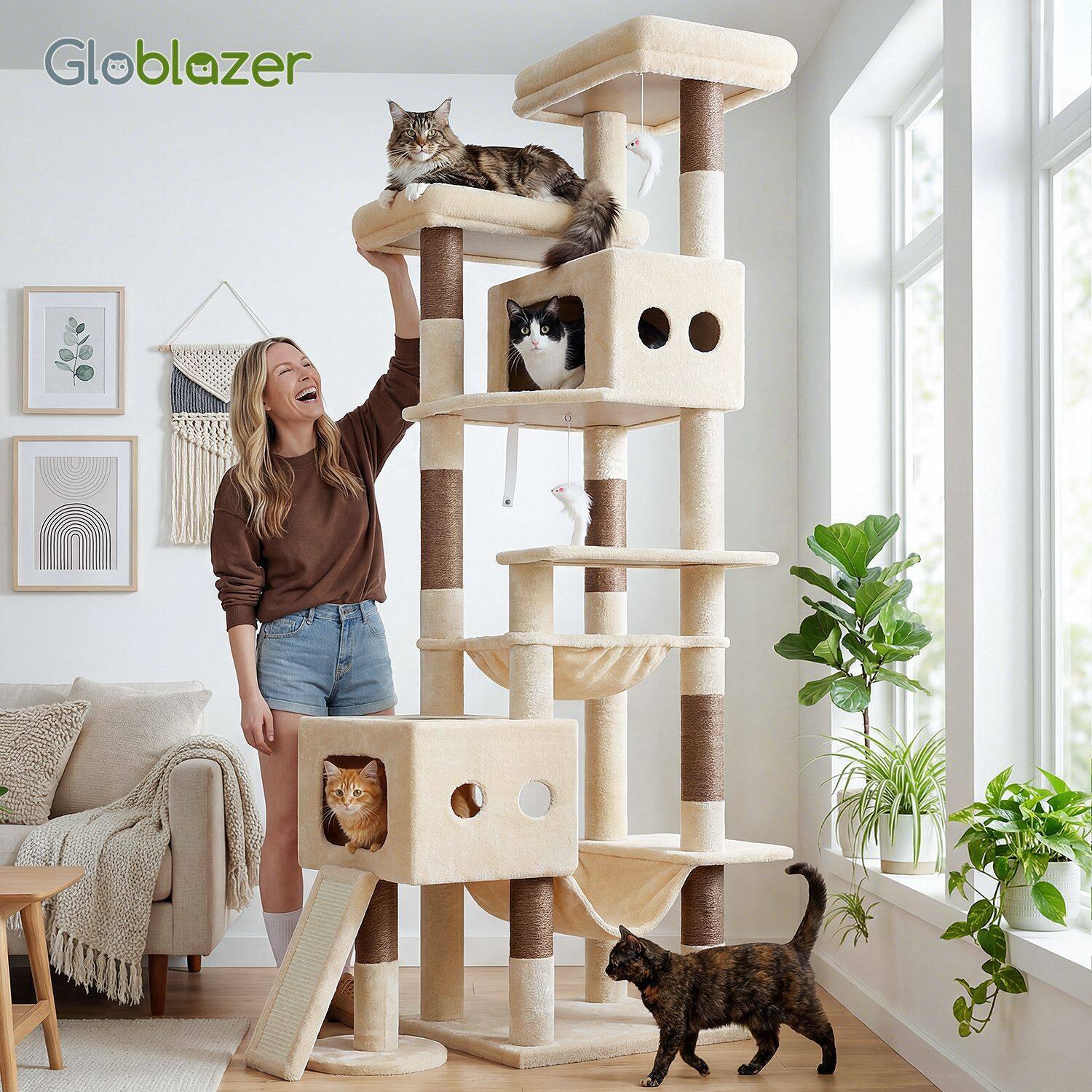 globlazer-s-series-s83g-arbre-chat-robuste-beige-83-pouces image 8