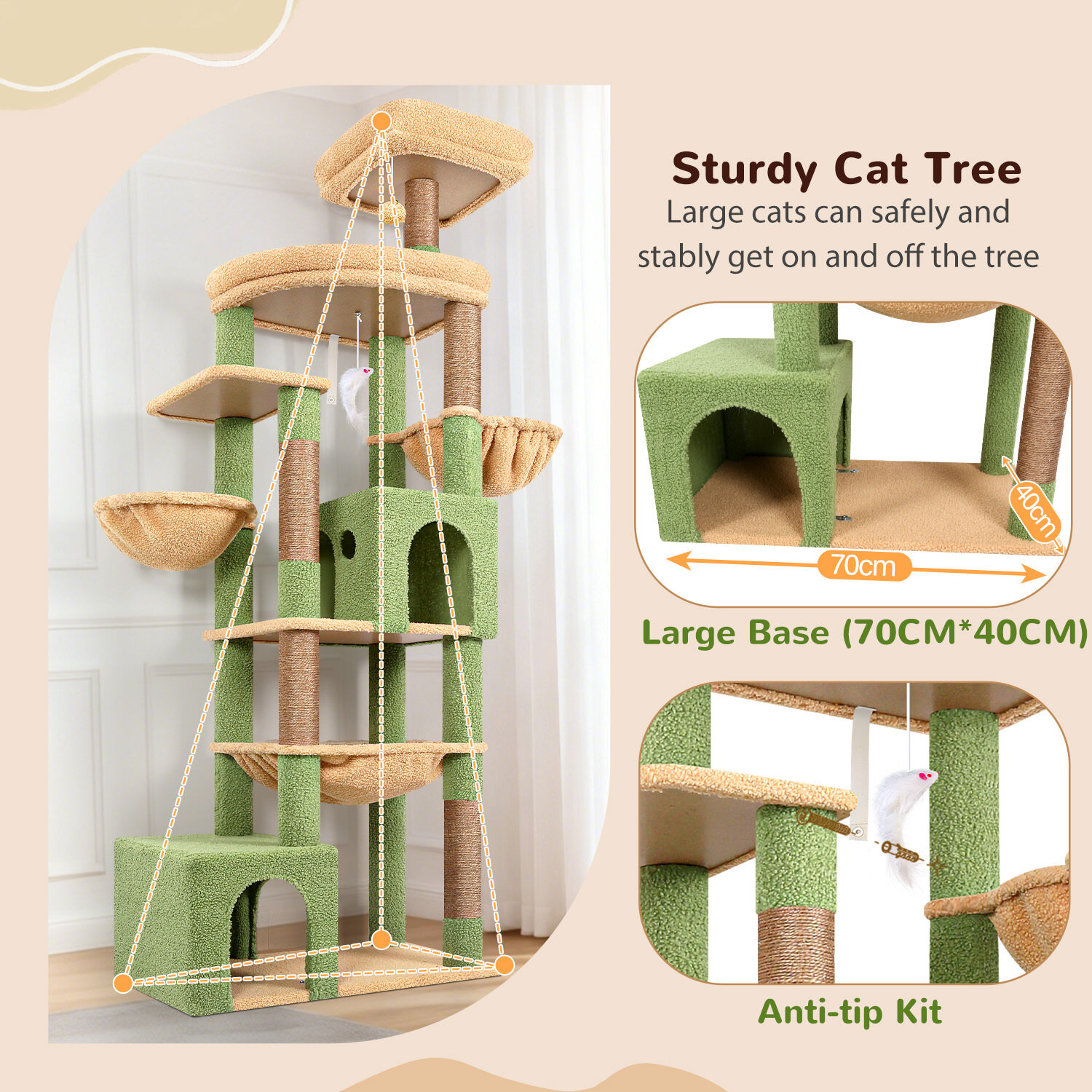 globlazer-s-series-s76b-arbre-chat-vert-cactus-76-pouces image 7
