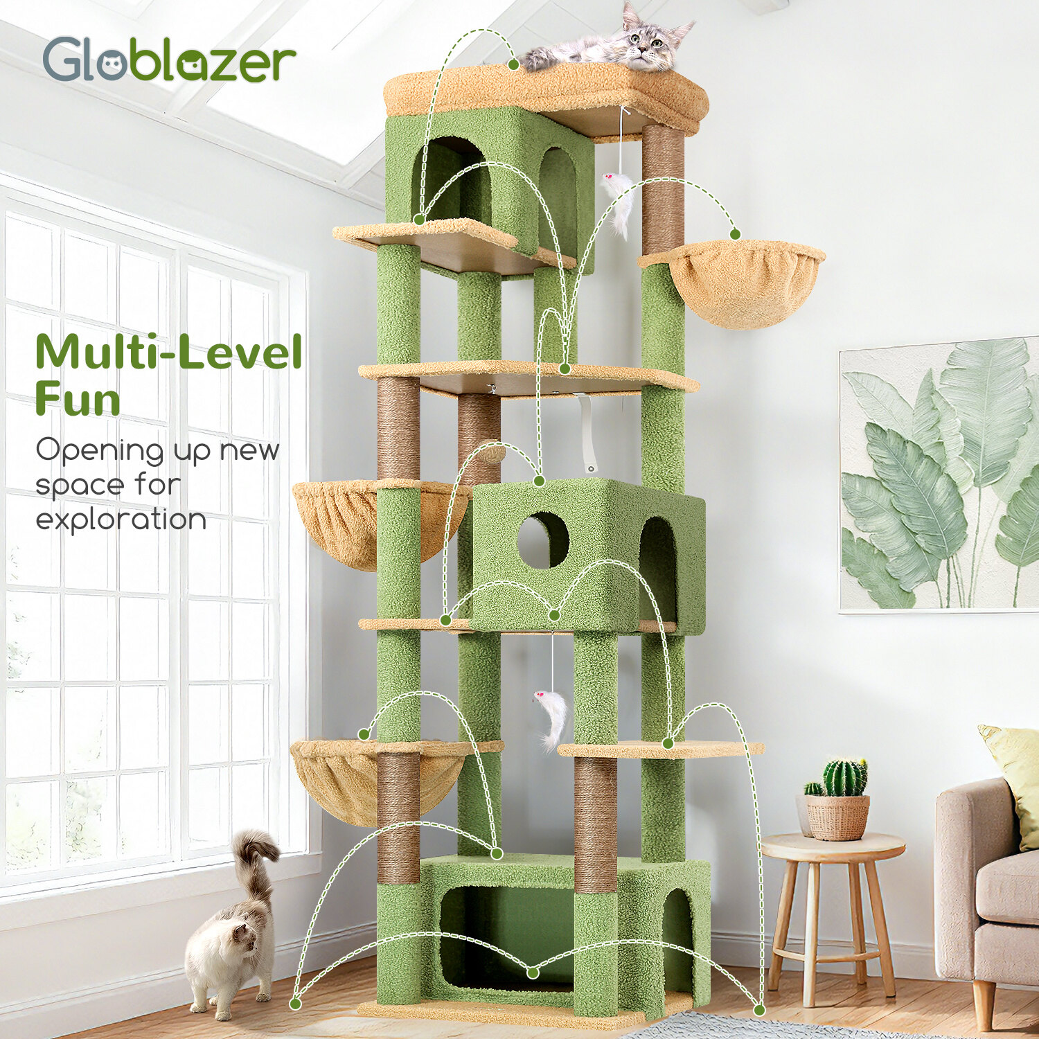 globlazer-f-series-f80f-arbre-chat-vert-cactus-80-pouces-grand image 8