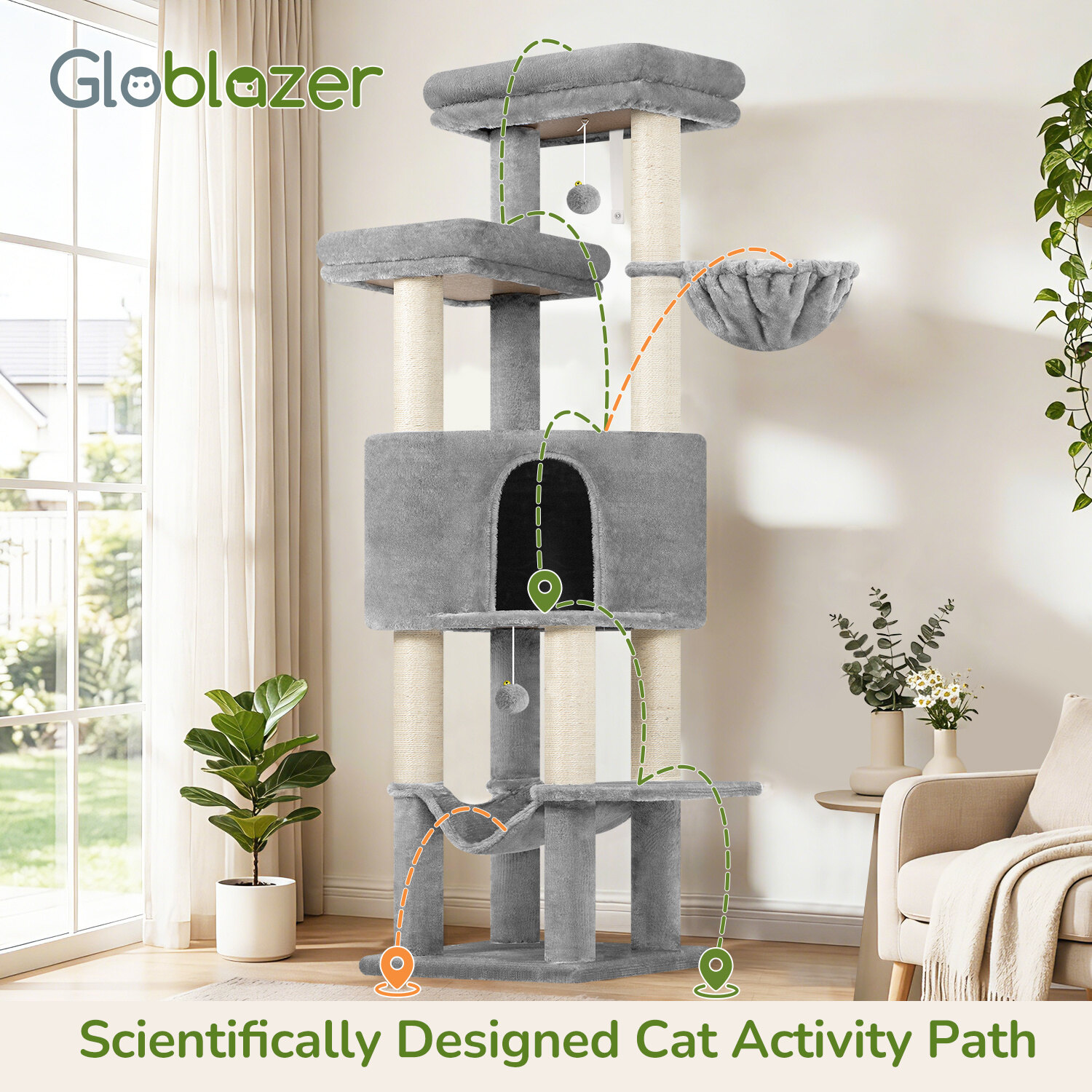 globlazer-f65d-arbre-chat-gris-clair-165-cm-haut image 8