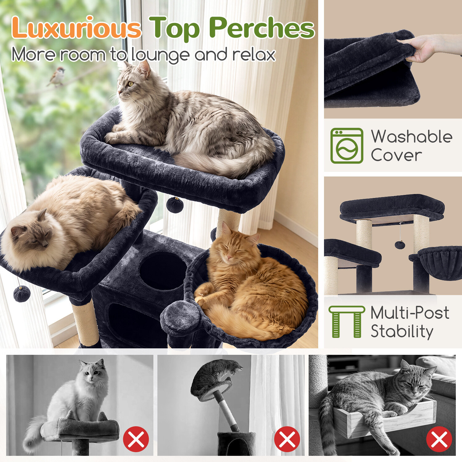 globlazer-f-series-f61b-arbre-chat-gris-fonc-61-pouces-xl image 4