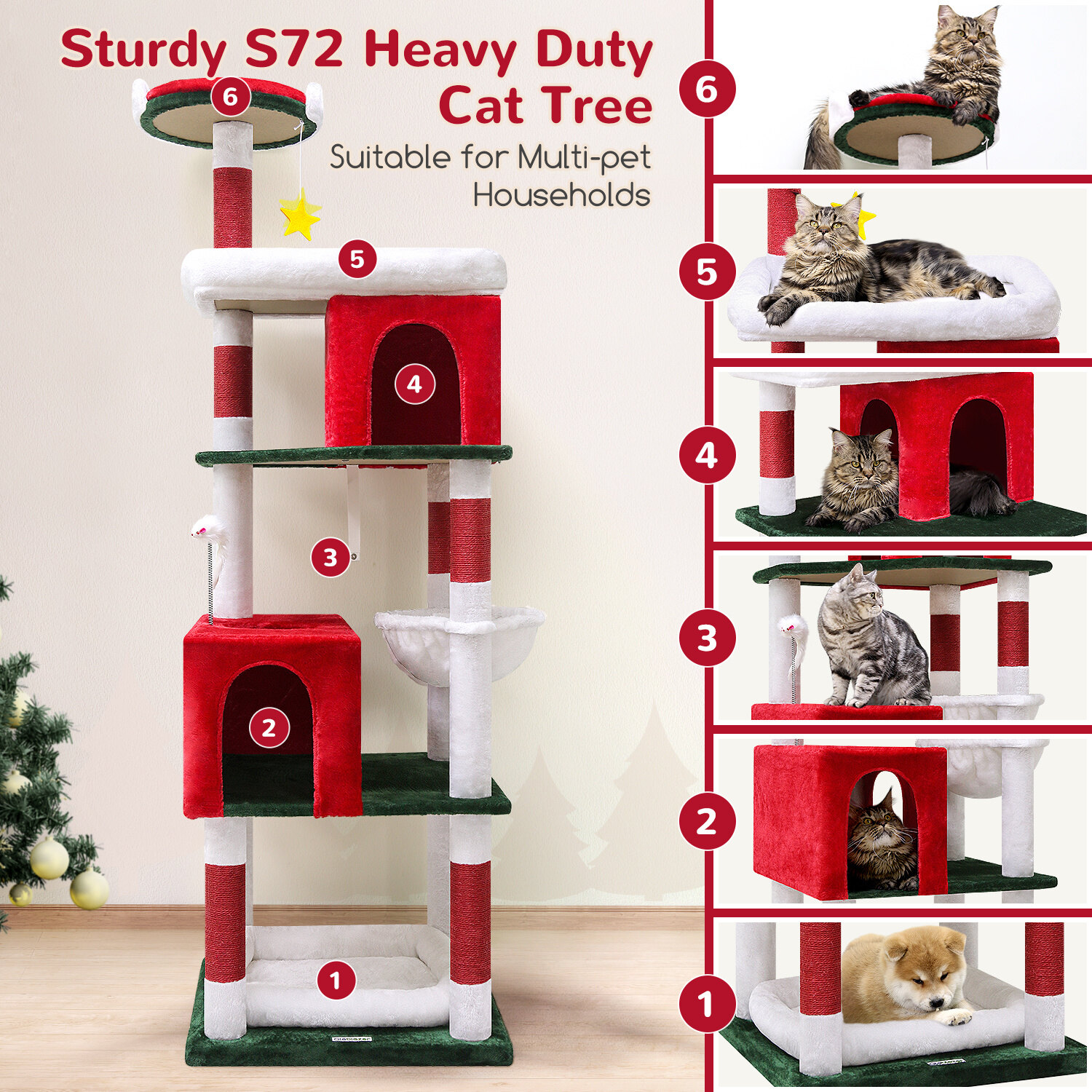 globlazer-s72-arbre-chat-183-cm-rouge-blanc-vert-no-l image 3