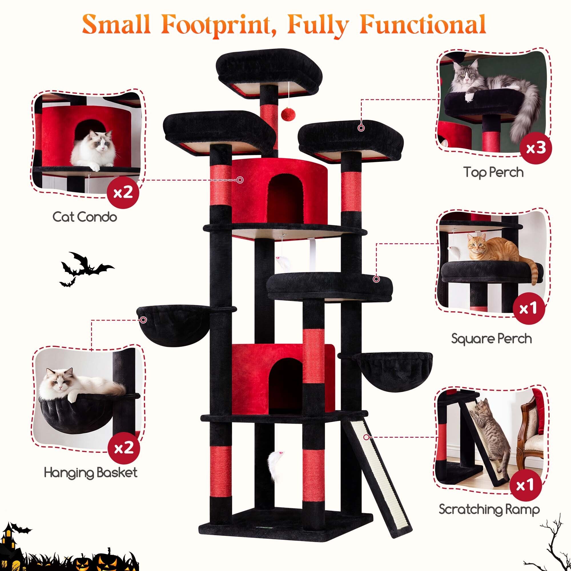 globlazer-f80h-arbre-chat-rouge-noir-80-pouces-grand image 5